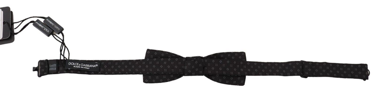 Dolce & Gabbana Black Pattern Silk Adjustable Neck Papillon Bow Tie | Regal Royce