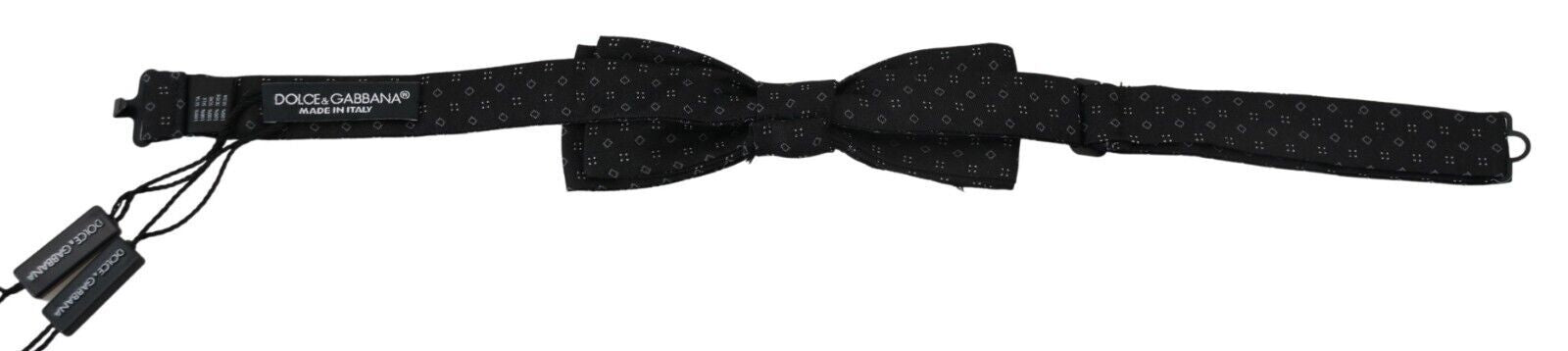 Dolce & Gabbana Black Silk Patterned Necktie Men Accessory Bow Tie | Regal Royce