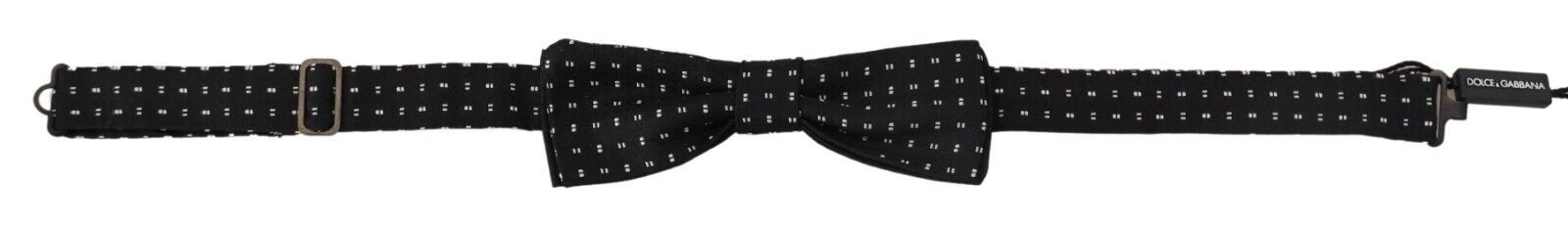 Dolce & Gabbana Black Silk Patterned Neck Papillon Accessory Bow Tie | Regal Royce