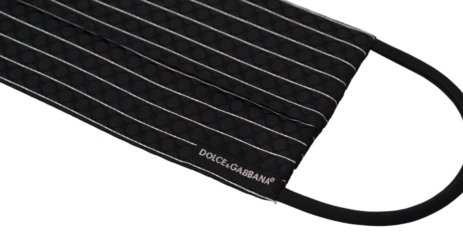 Dolce & Gabbana Black White Stripes Elastic Ear Strap One Size Face Mask | Regal Royce