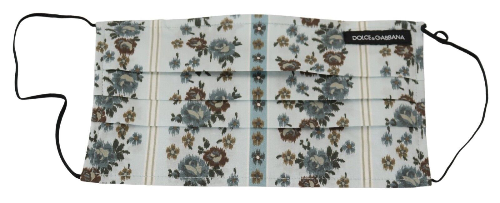 Dolce & Gabbana White Floral Cotton Pleated Elastic Ear Strap Face Mask | Regal Royce