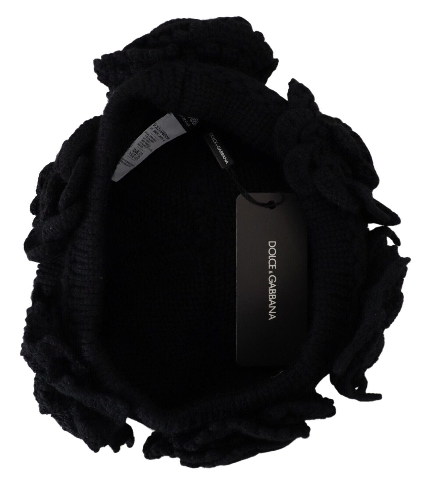 Dolce & Gabbana Black Wool Knit Winter Beanie Hat | Regal Royce