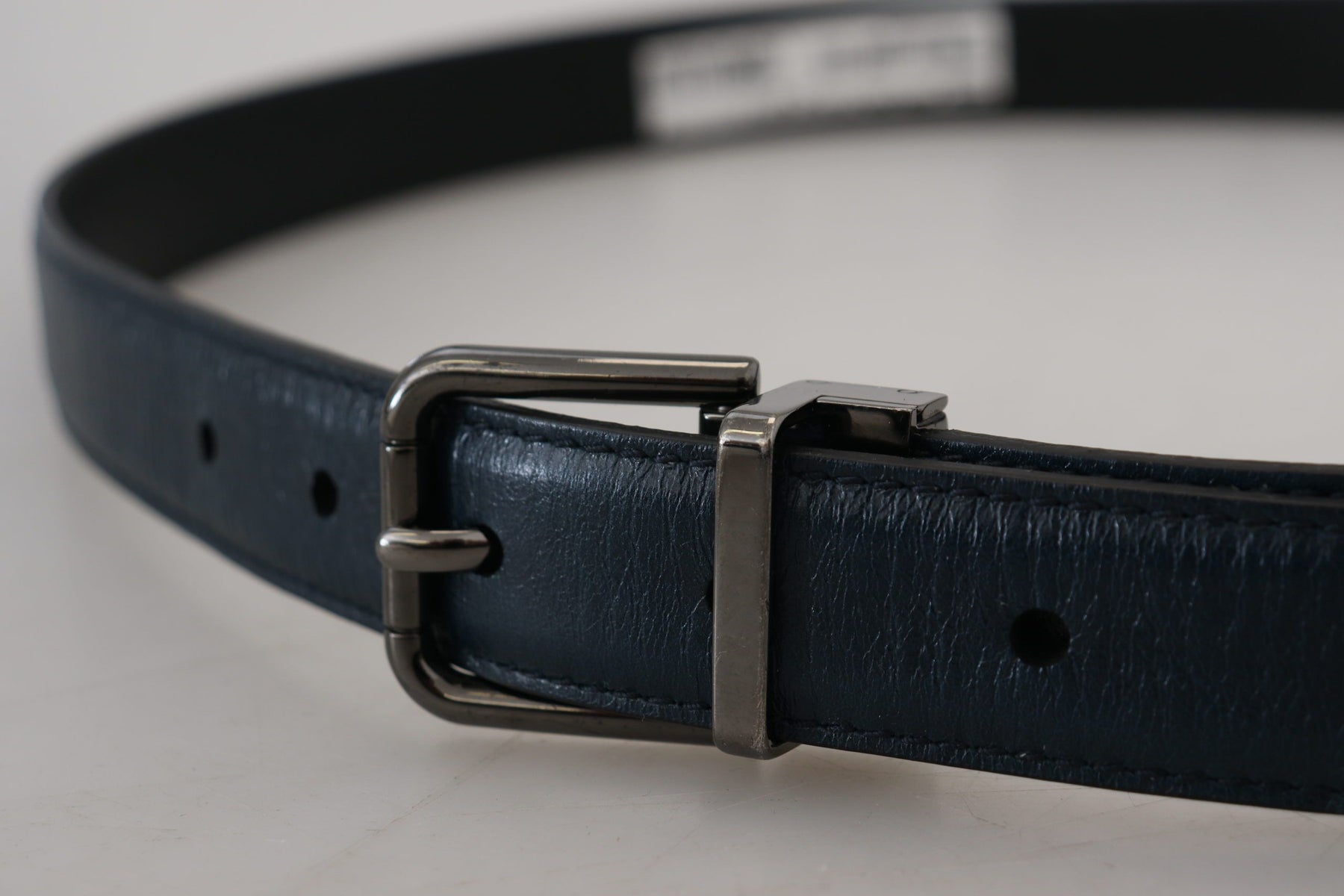 Dolce & Gabbana Blue Leather Silver Metal Buckle Vintage Belt | Regal Royce