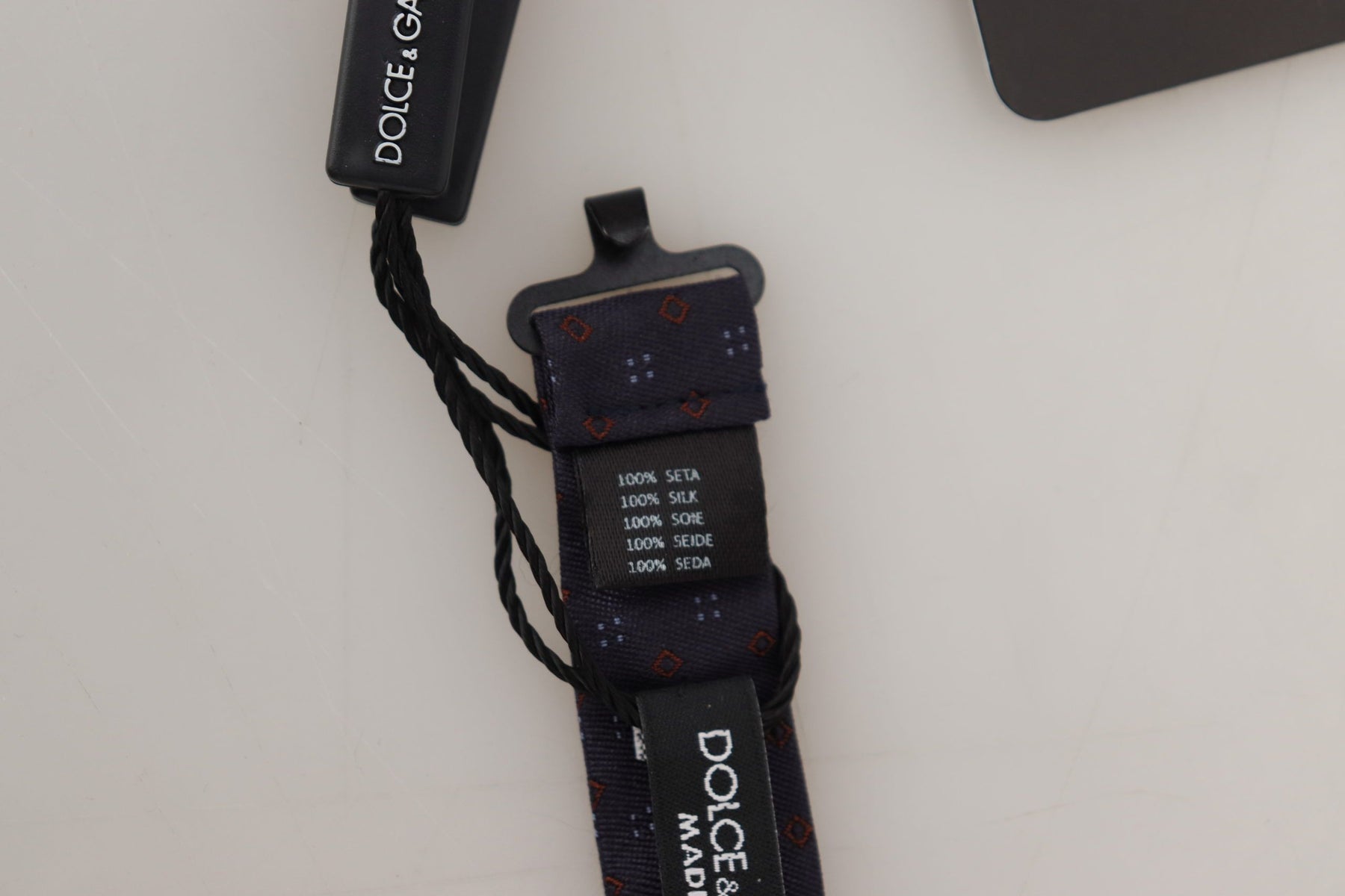 Dolce & Gabbana Blue Pattern Silk Adjustable Neck Papillon Bow Tie | Regal Royce