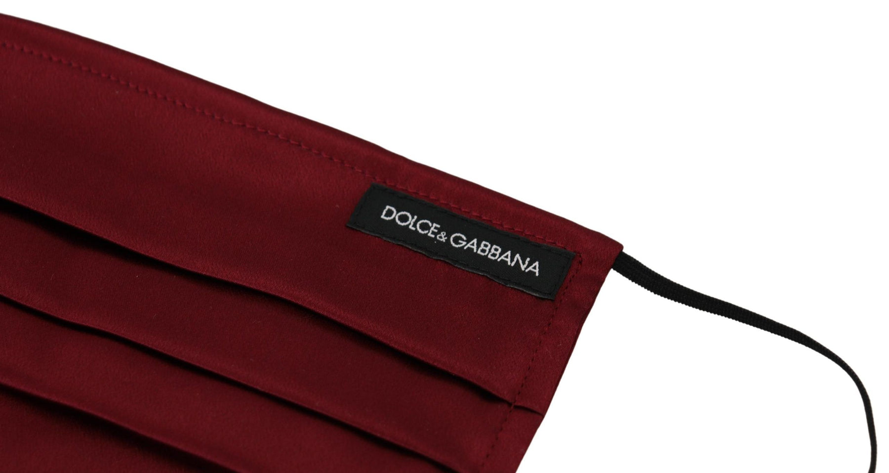 Dolce & Gabbana Maroon Silk Pleated Elastic Ear Strap One Size Face Mask | Regal Royce