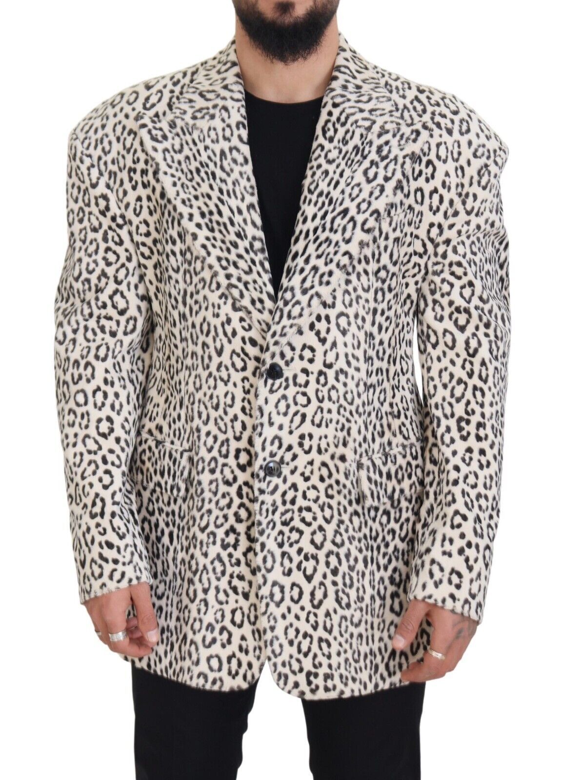 Dolce & Gabbana White Leopard Single Breasted Coat Blazer | Regal Royce