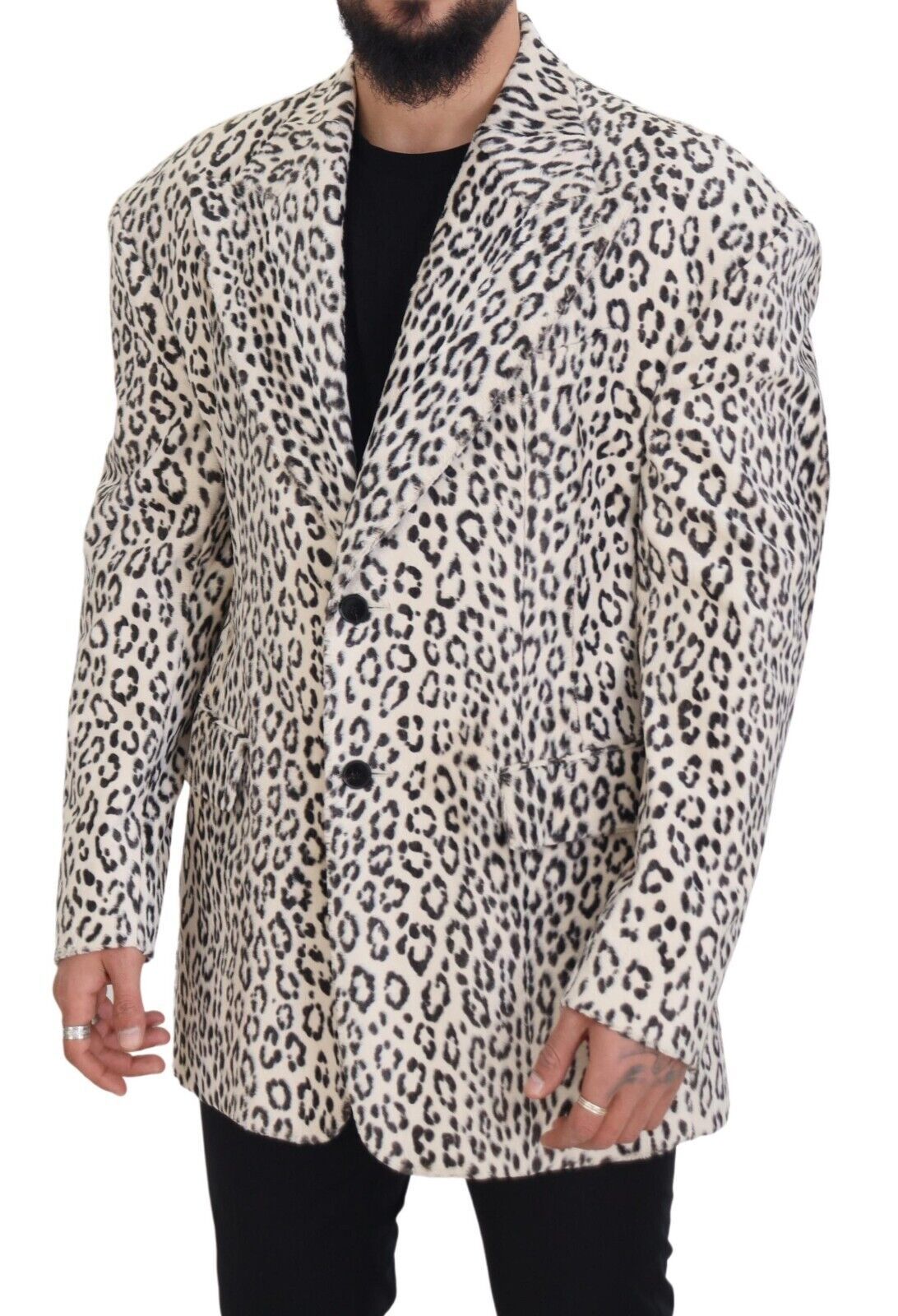 Dolce & Gabbana White Leopard Single Breasted Coat Blazer | Regal Royce