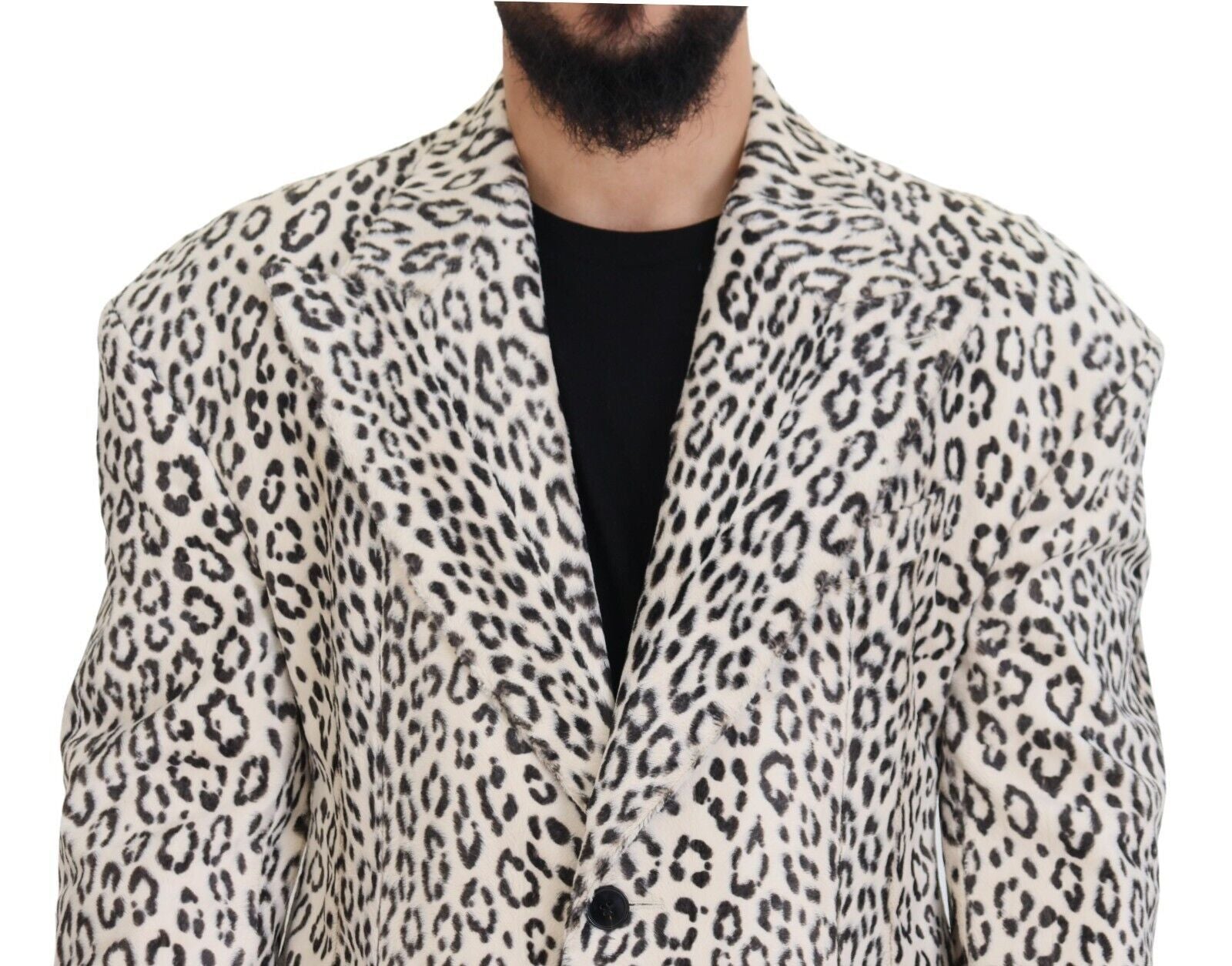 Dolce & Gabbana White Leopard Single Breasted Coat Blazer | Regal Royce