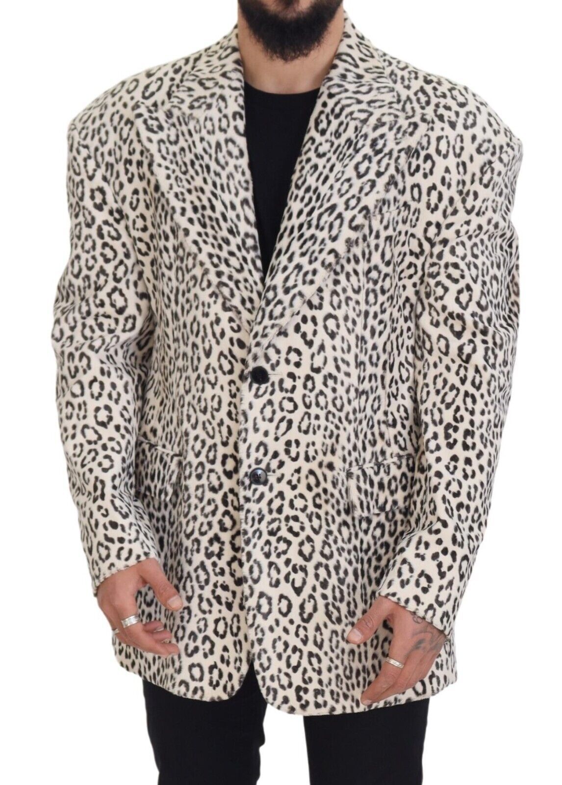 Dolce & Gabbana White Leopard Single Breasted Coat Blazer | Regal Royce