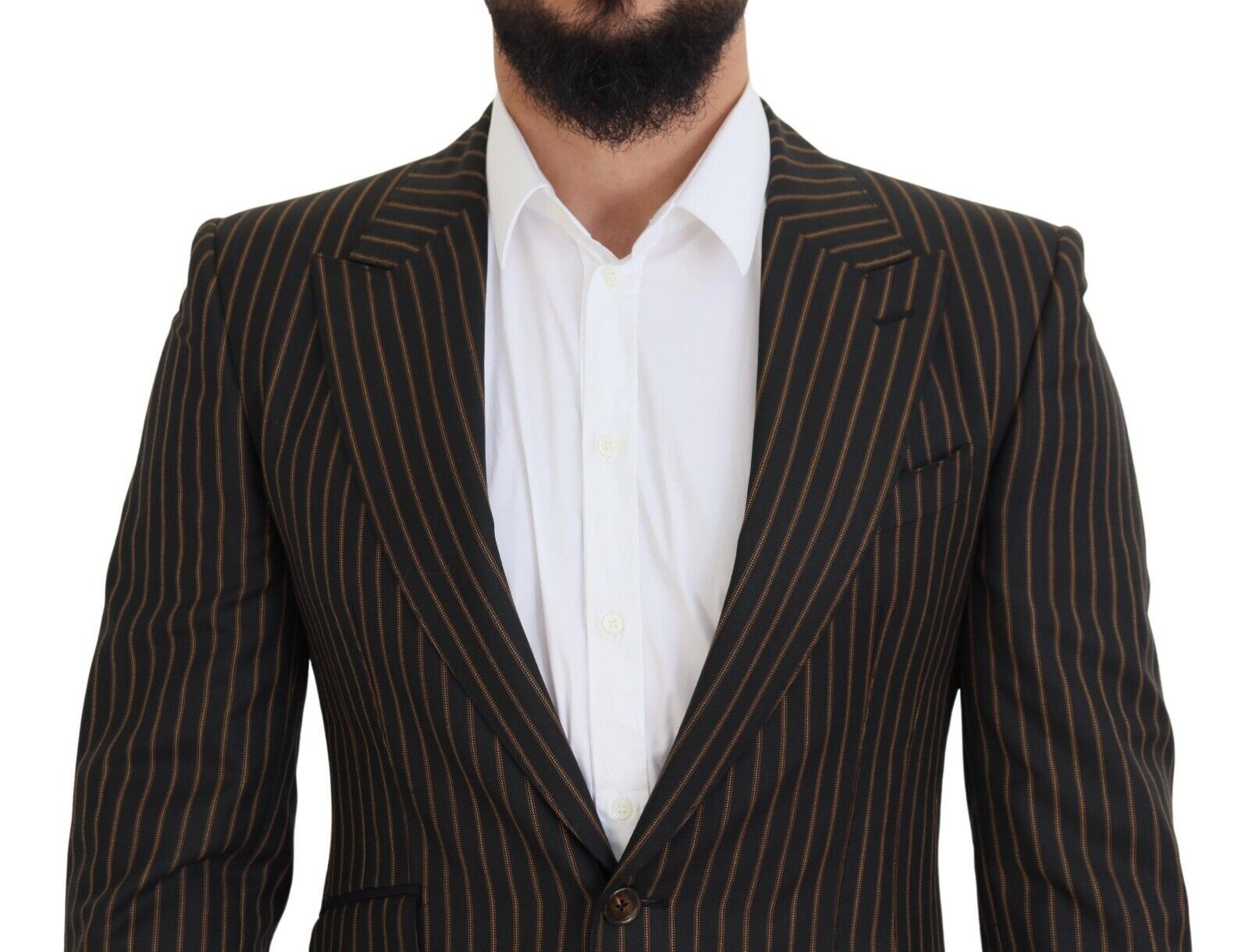 Dolce & Gabbana Black Brown Stripes Single Breasted Blazer | Regal Royce