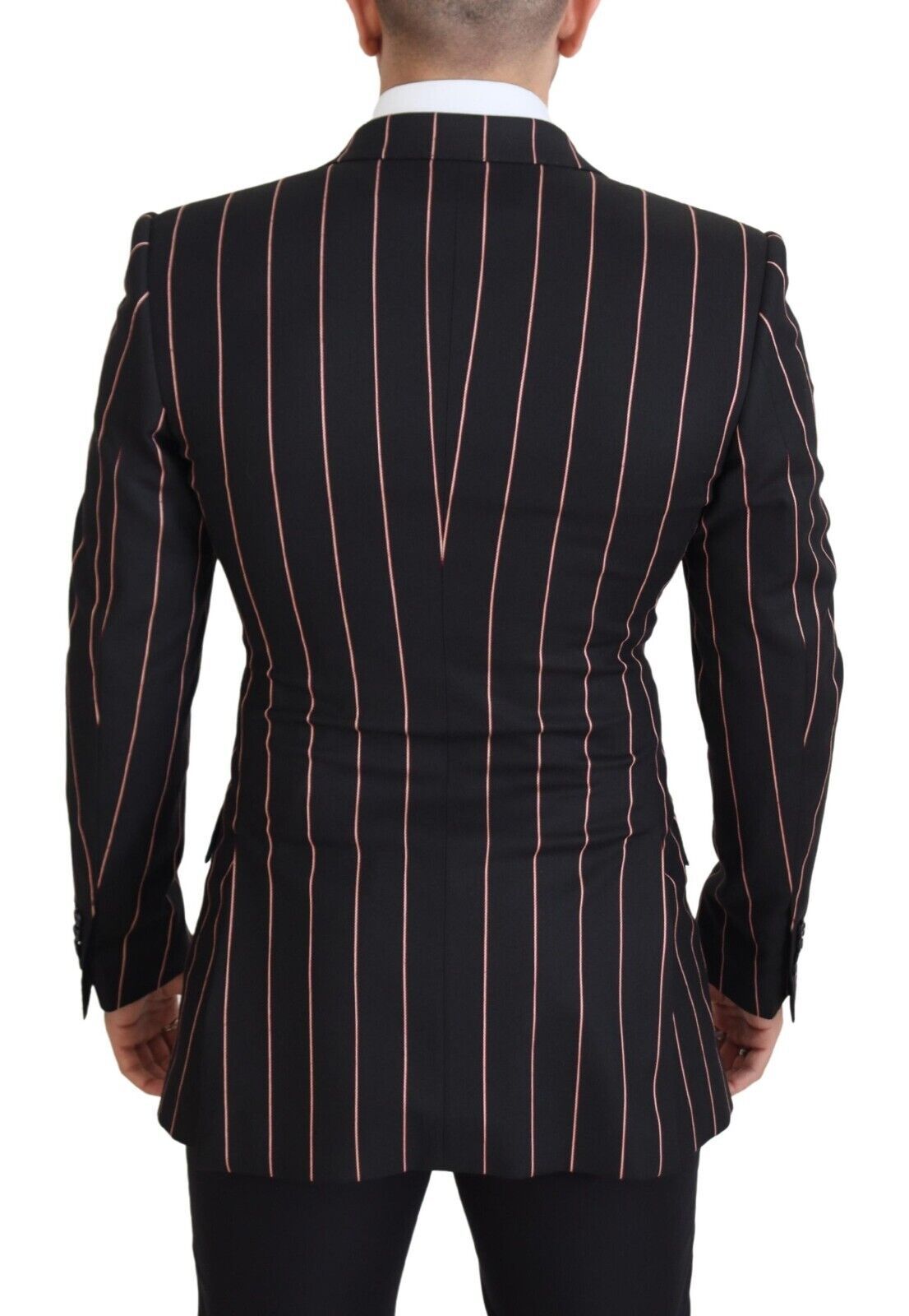 Dolce & Gabbana Black Stripes Viscose Double Breasted Blazer | Regal Royce
