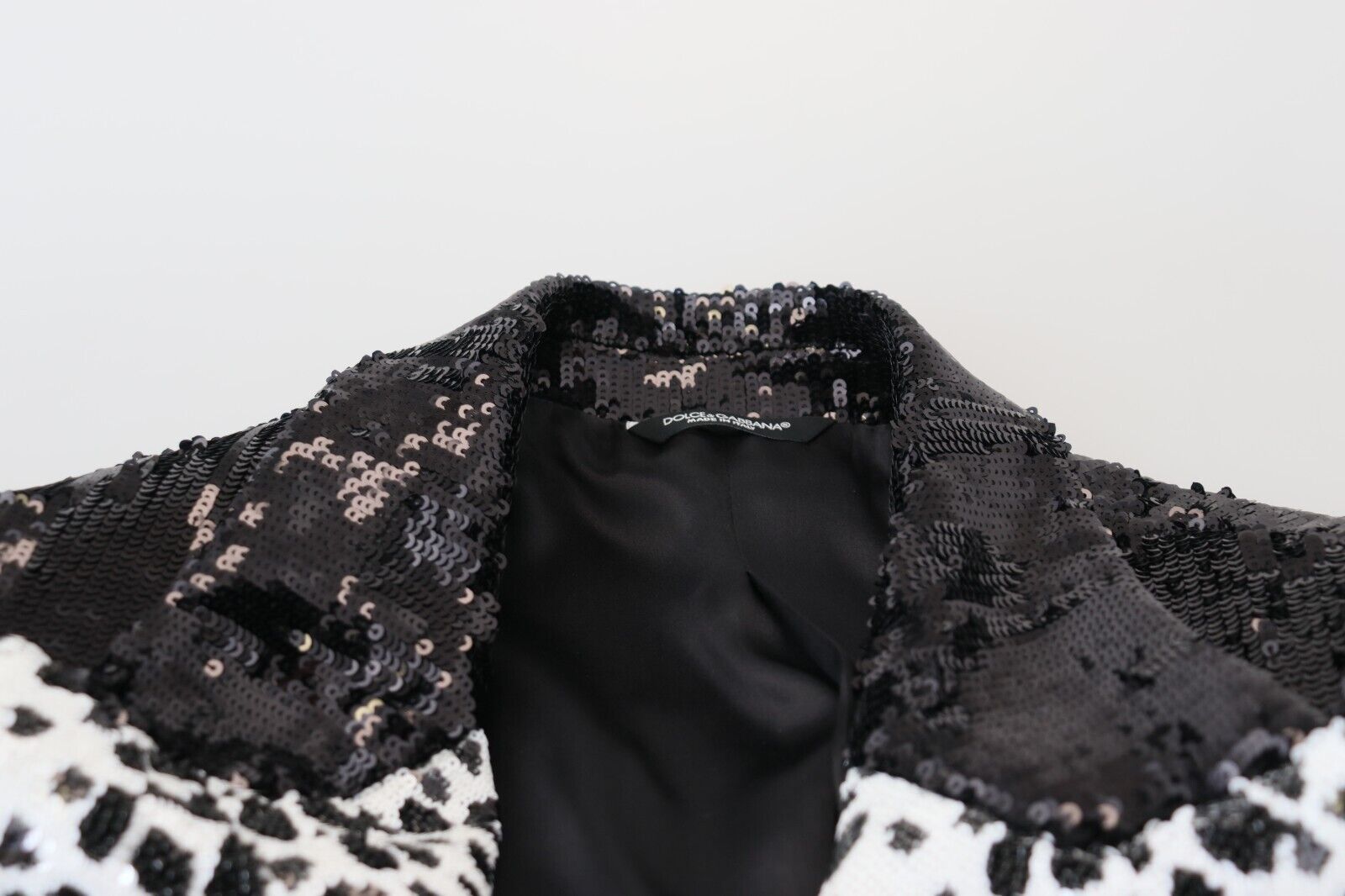 Dolce & Gabbana Black Sequined Cow Pattern Nylon Blazer | Regal Royce