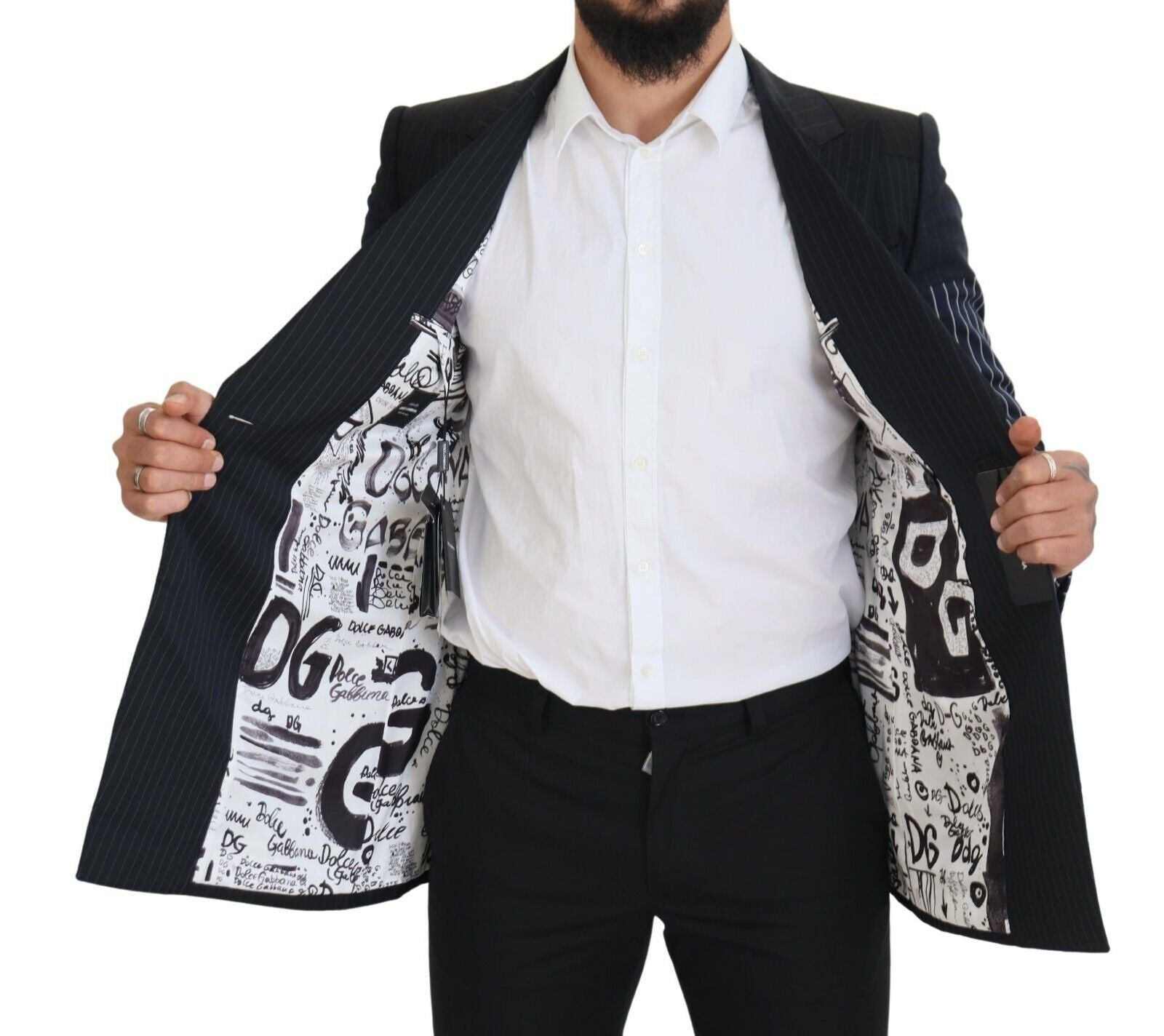 Dolce & Gabbana Blue Wool Patchwork Double Breasted Blazer | Regal Royce