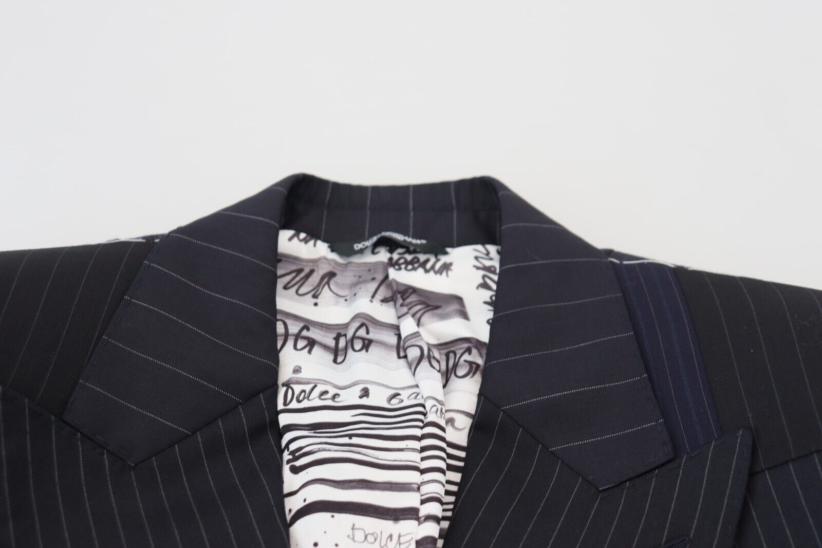 Dolce & Gabbana Blue Wool Patchwork Double Breasted Blazer | Regal Royce