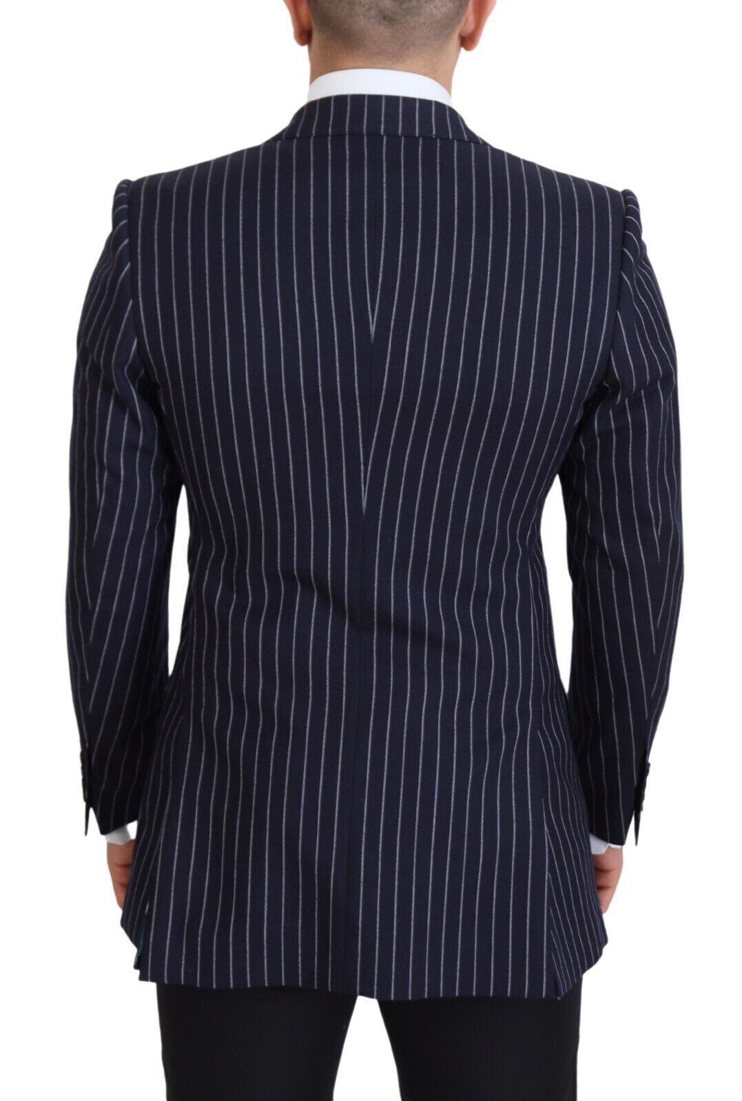 Dolce & Gabbana Dark Blue Stripe Wool Single Breasted Blazer | Regal Royce