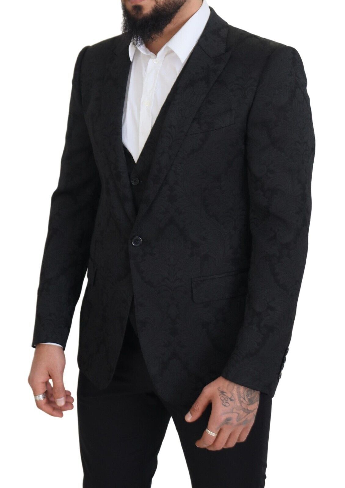 Dolce & Gabbana Black Floral Brocade 2 Piece MARTINI Suit | Regal Royce