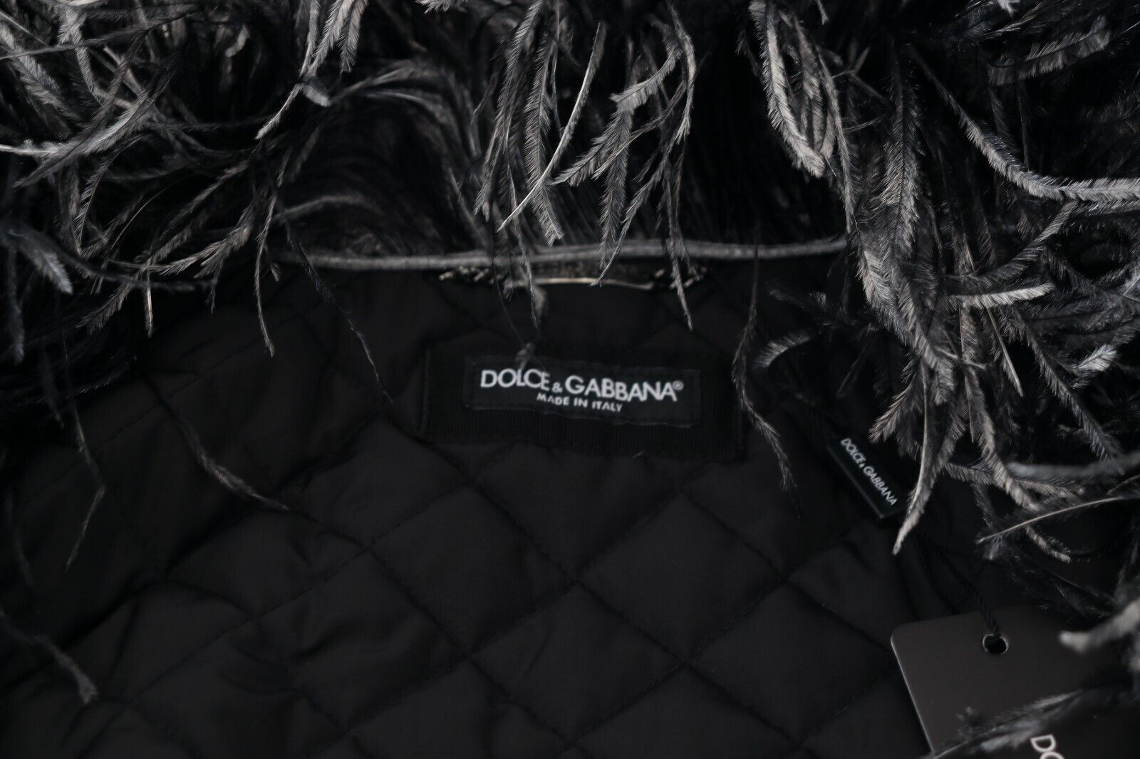 Dolce & Gabbana Black White Fur Shearling Full Zip Jacket | Regal Royce