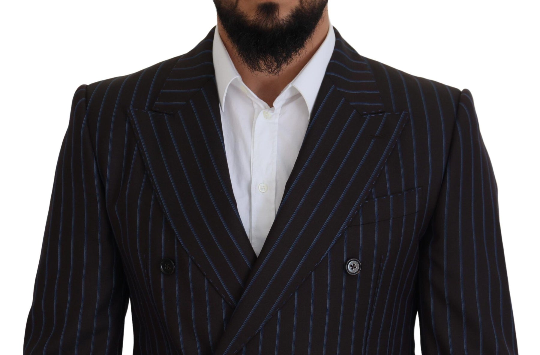 Dolce & Gabbana Black Striped Wool Formal 2 Piece Suit | Regal Royce