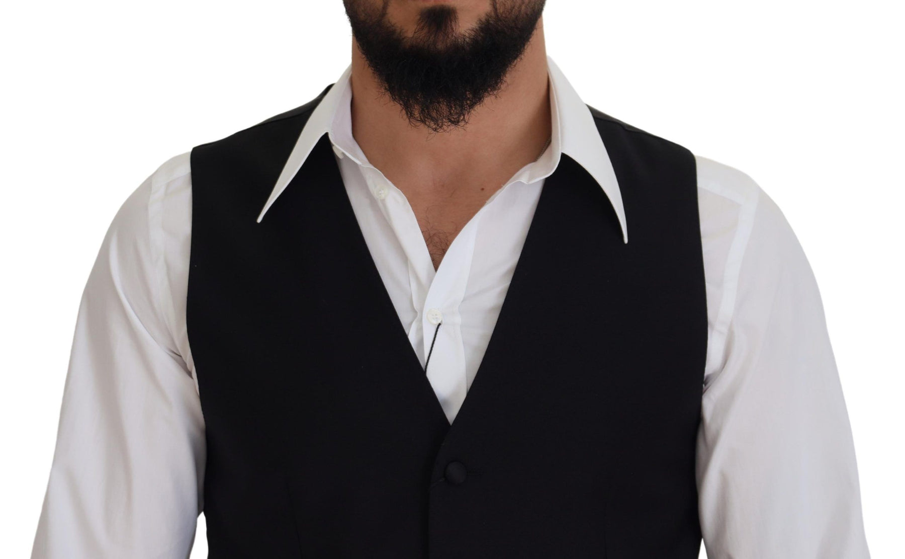 Dolce & Gabbana Black Virgin Wool Waistcoat Formal Dress Vest | Regal Royce