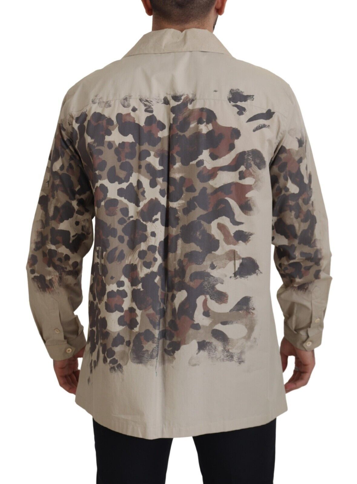 Dolce & Gabbana Beige Camouflage Cotton Long Sleeves Shirt | Regal Royce