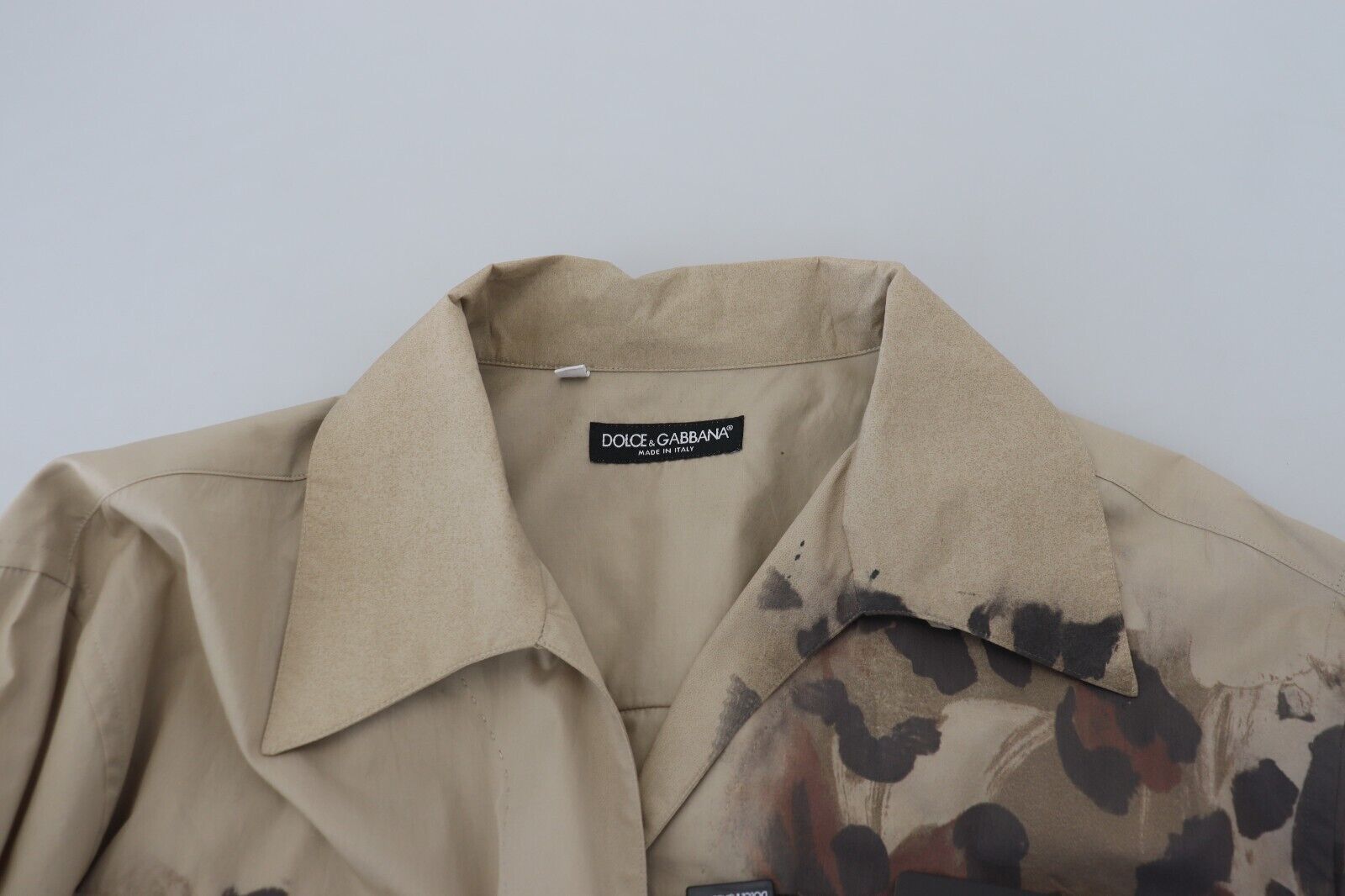 Dolce & Gabbana Beige Camouflage Cotton Long Sleeves Shirt | Regal Royce
