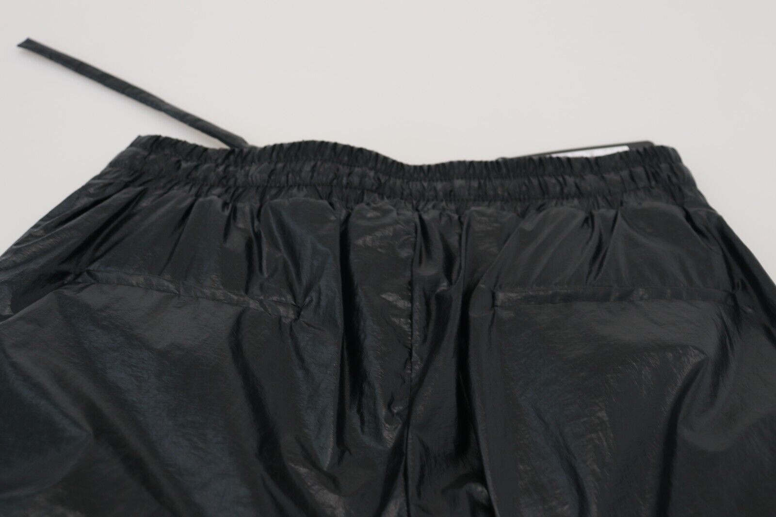 Dolce & Gabbana Black Shining Drawstring Trouser Nylon Pants | Regal Royce