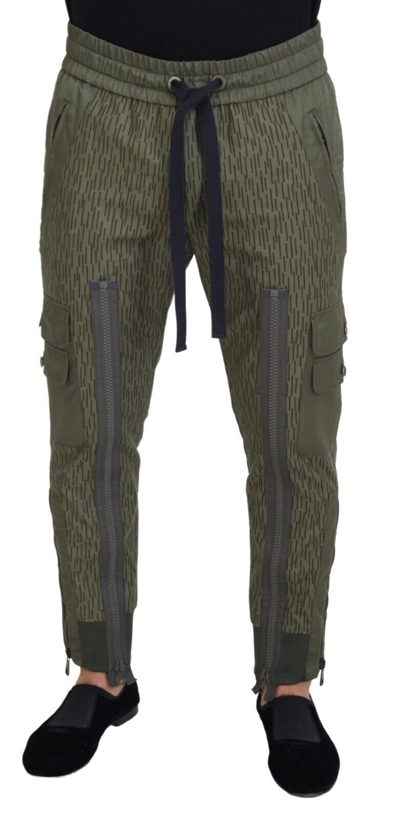 Dolce & Gabbana Green Striped Cargo Zipper Leg Men Trouser Pants | Regal Royce