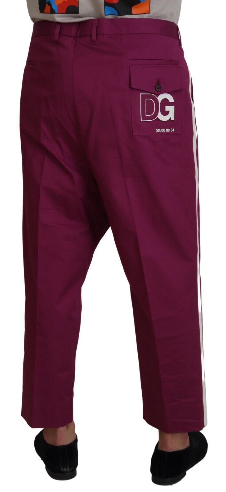 Dolce & Gabbana Magenta Cotton DG Logo Pocket Trouser Pants | Regal Royce