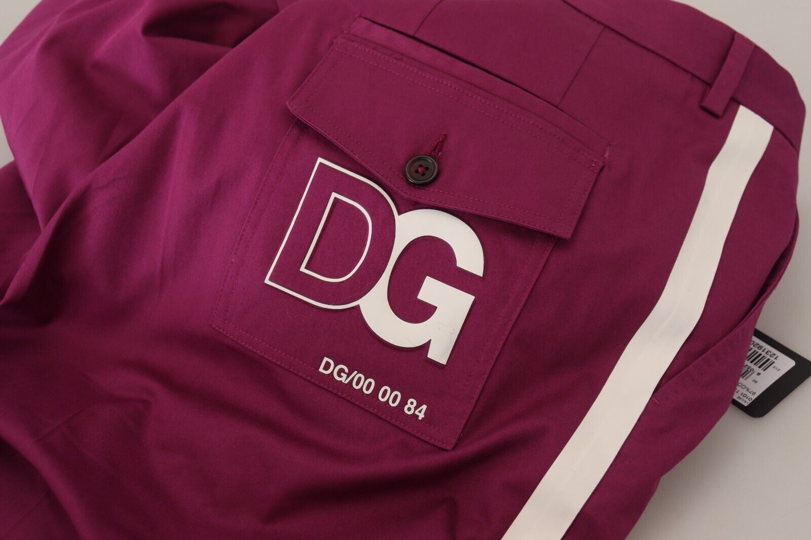 Dolce & Gabbana Magenta Cotton DG Logo Pocket Trouser Pants | Regal Royce
