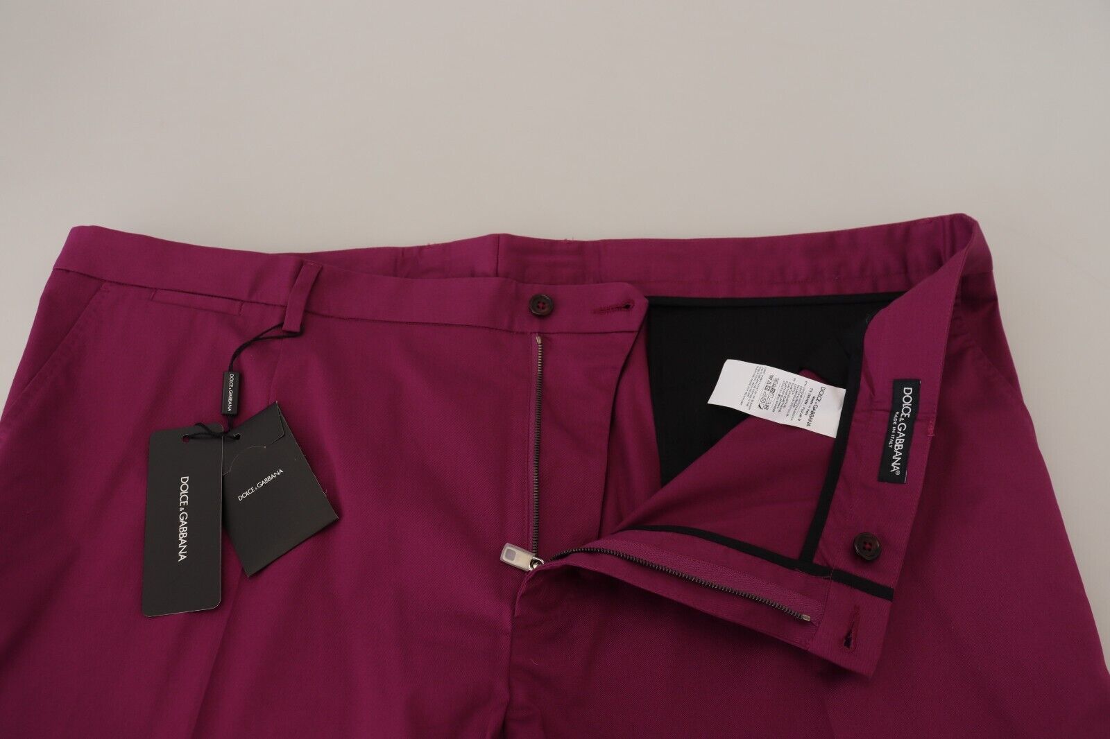 Dolce & Gabbana Magenta Cotton DG Logo Pocket Trouser Pants | Regal Royce