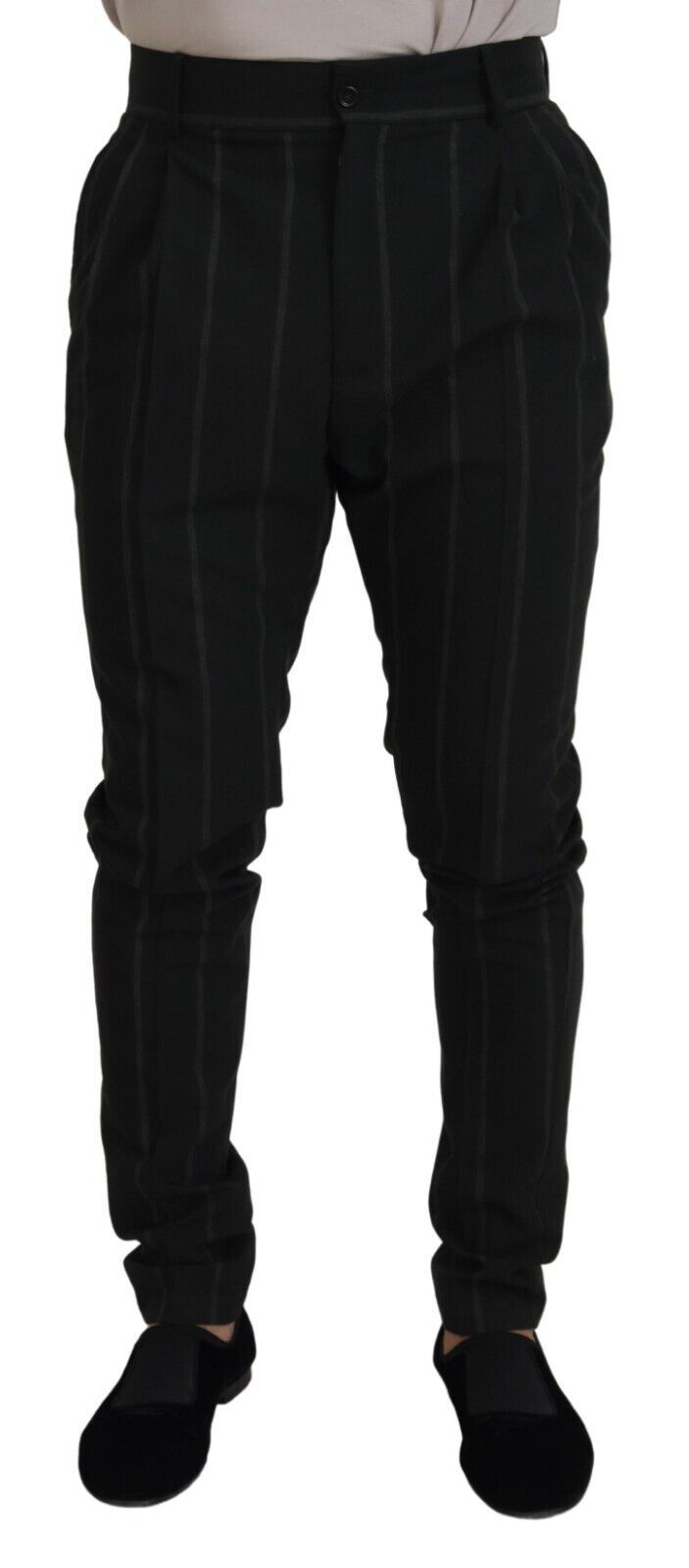 Dolce & Gabbana Black Striped Men Trousers Cotton Pants | Regal Royce