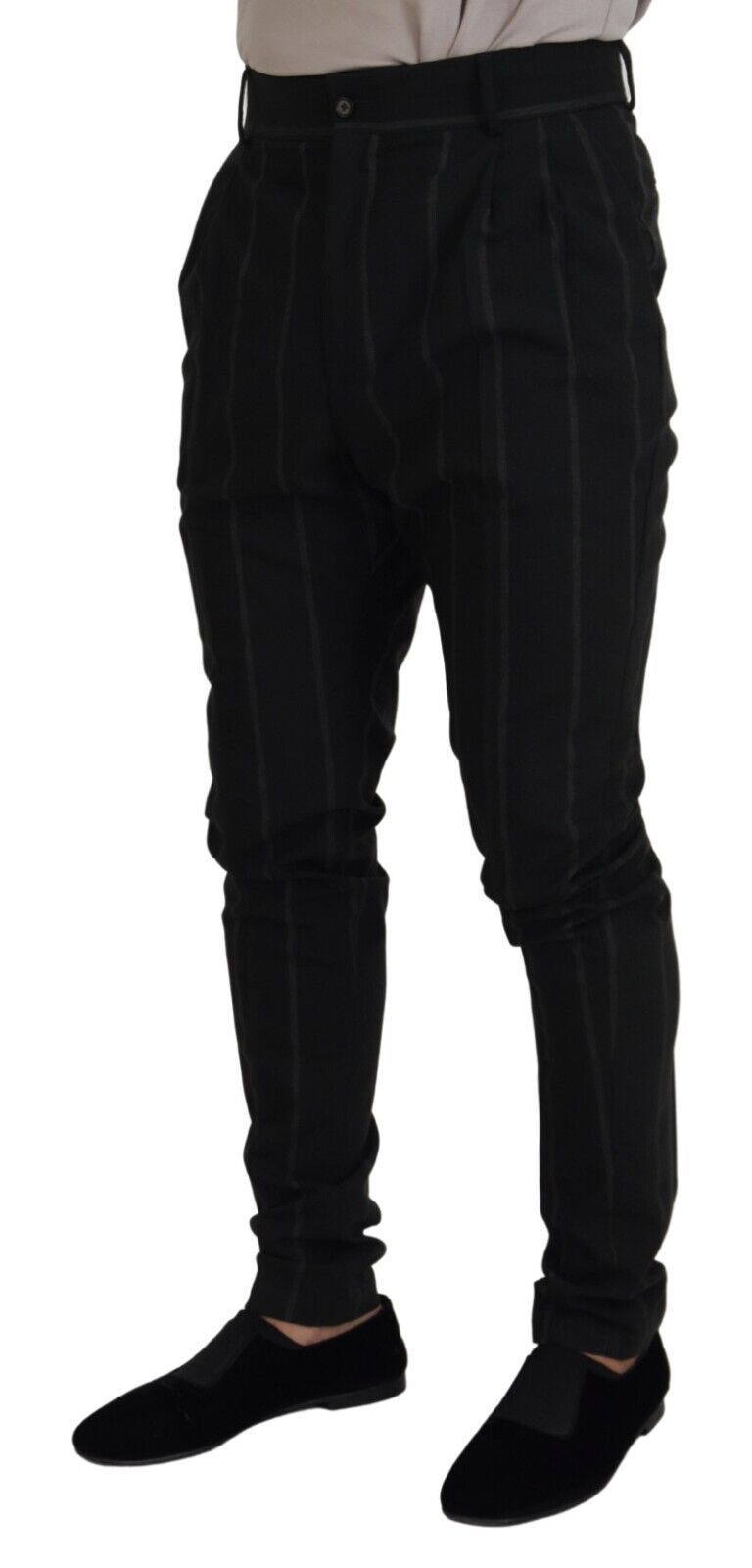 Dolce & Gabbana Black Striped Men Trousers Cotton Pants | Regal Royce