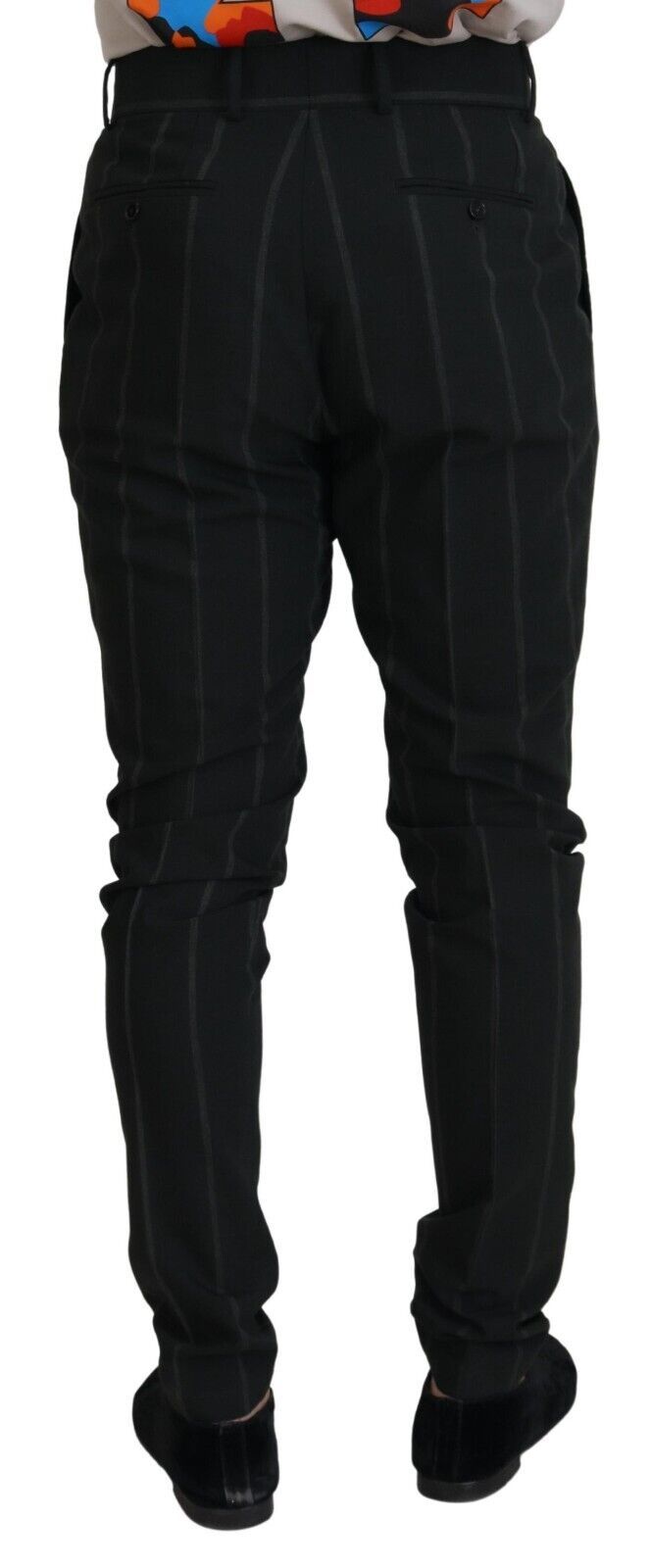 Dolce & Gabbana Black Striped Men Trousers Cotton Pants | Regal Royce