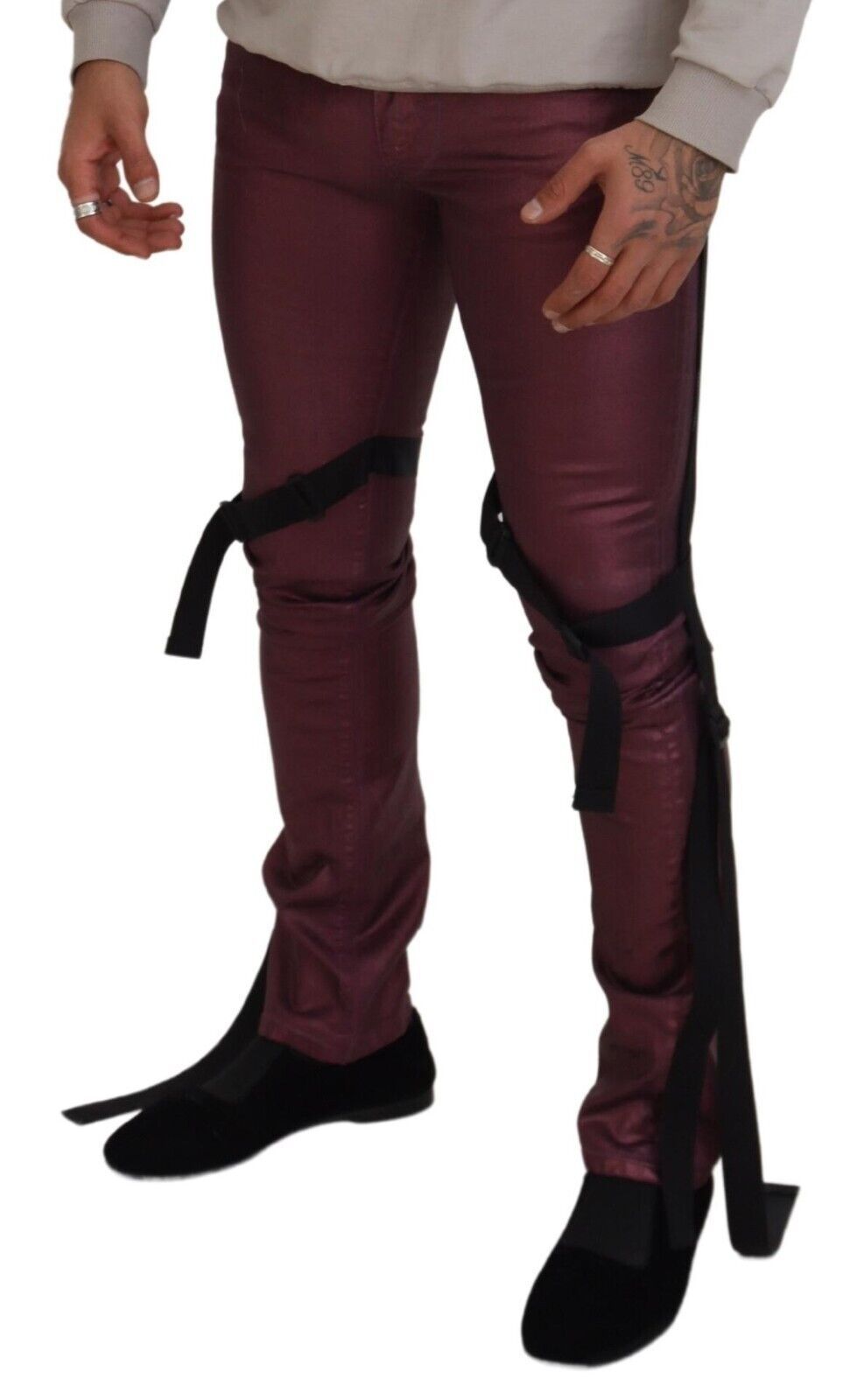 Dolce & Gabbana Magenta Cotton Men Casual Harness Denim Jeans | Regal Royce