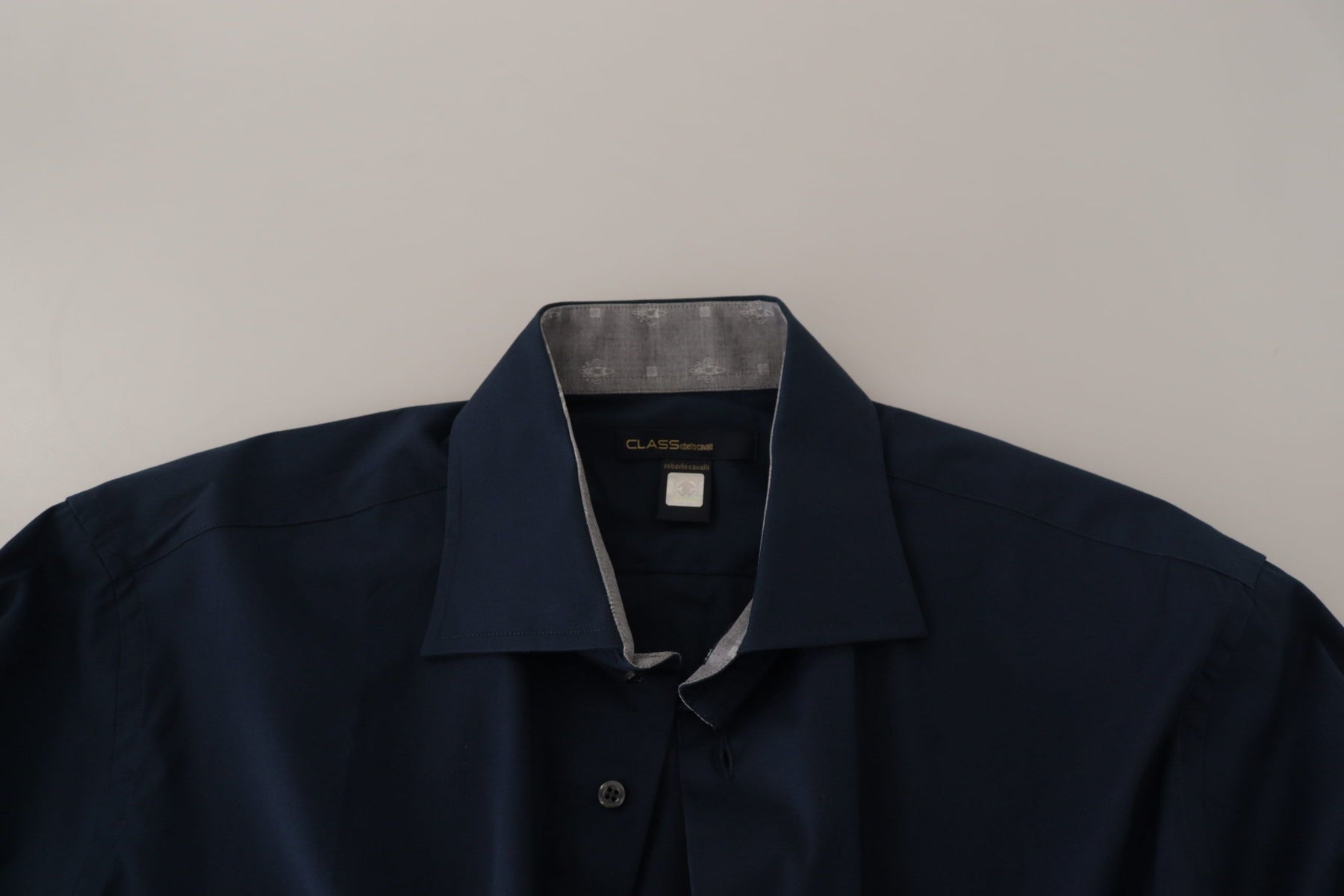 Roberto Cavalli Navy Blue Cotton Dress Formal Shirt | Regal Royce