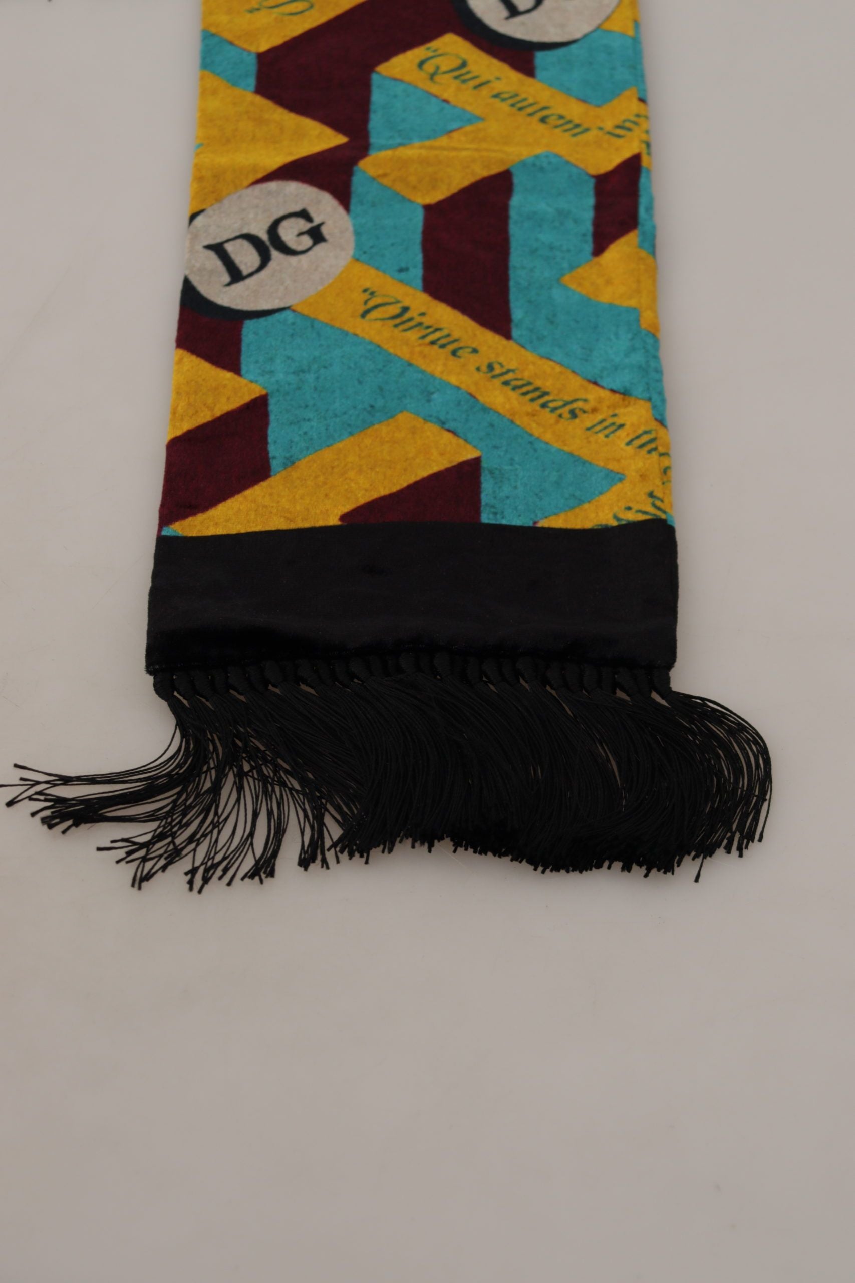 Dolce & Gabbana Multicolor DG Logo Print Shawl Wrap Fringe Scarf | Regal Royce