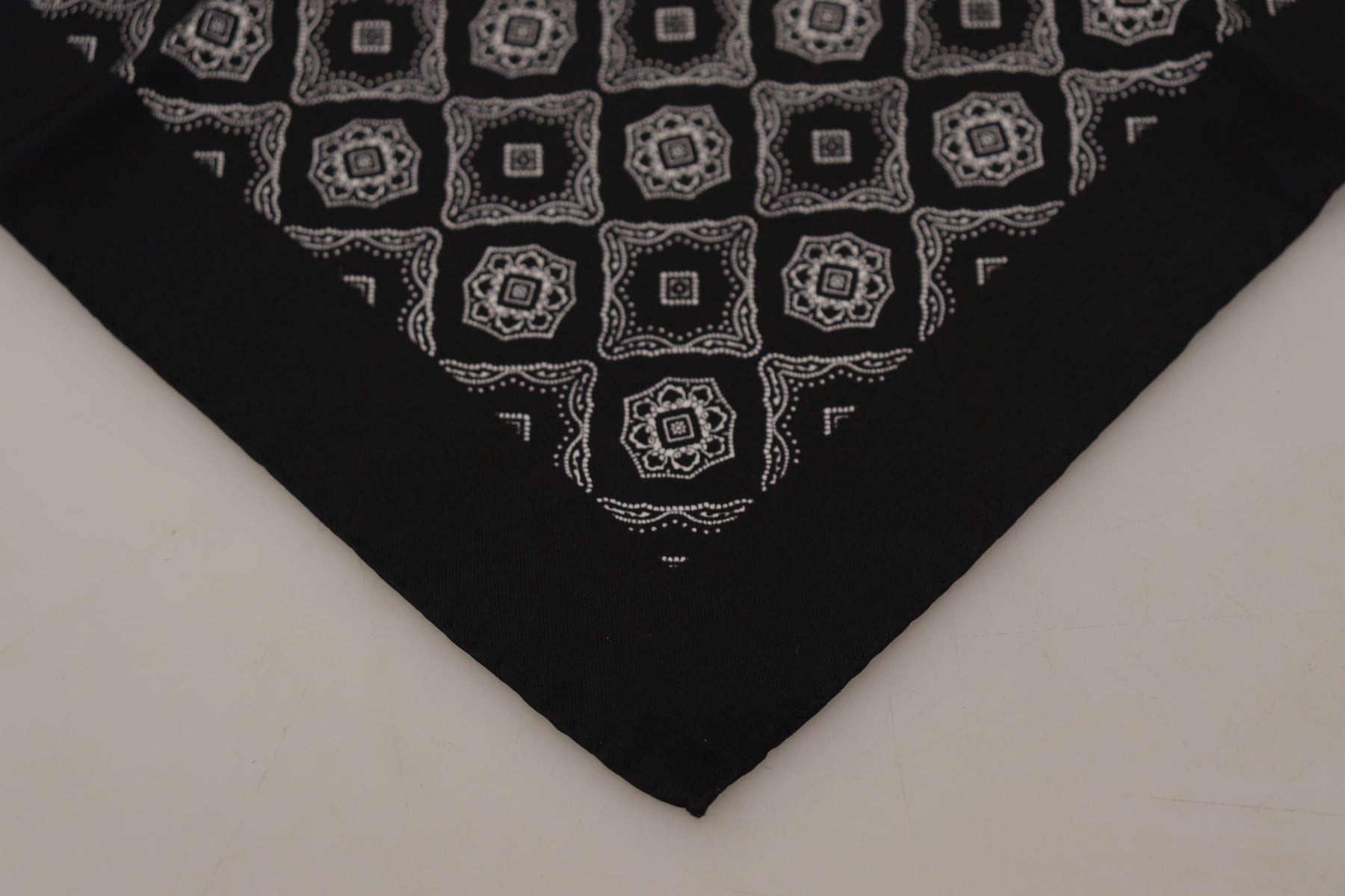 Dolce & Gabbana Black Geometric Patterned Square Handkerchief Scarf | Regal Royce