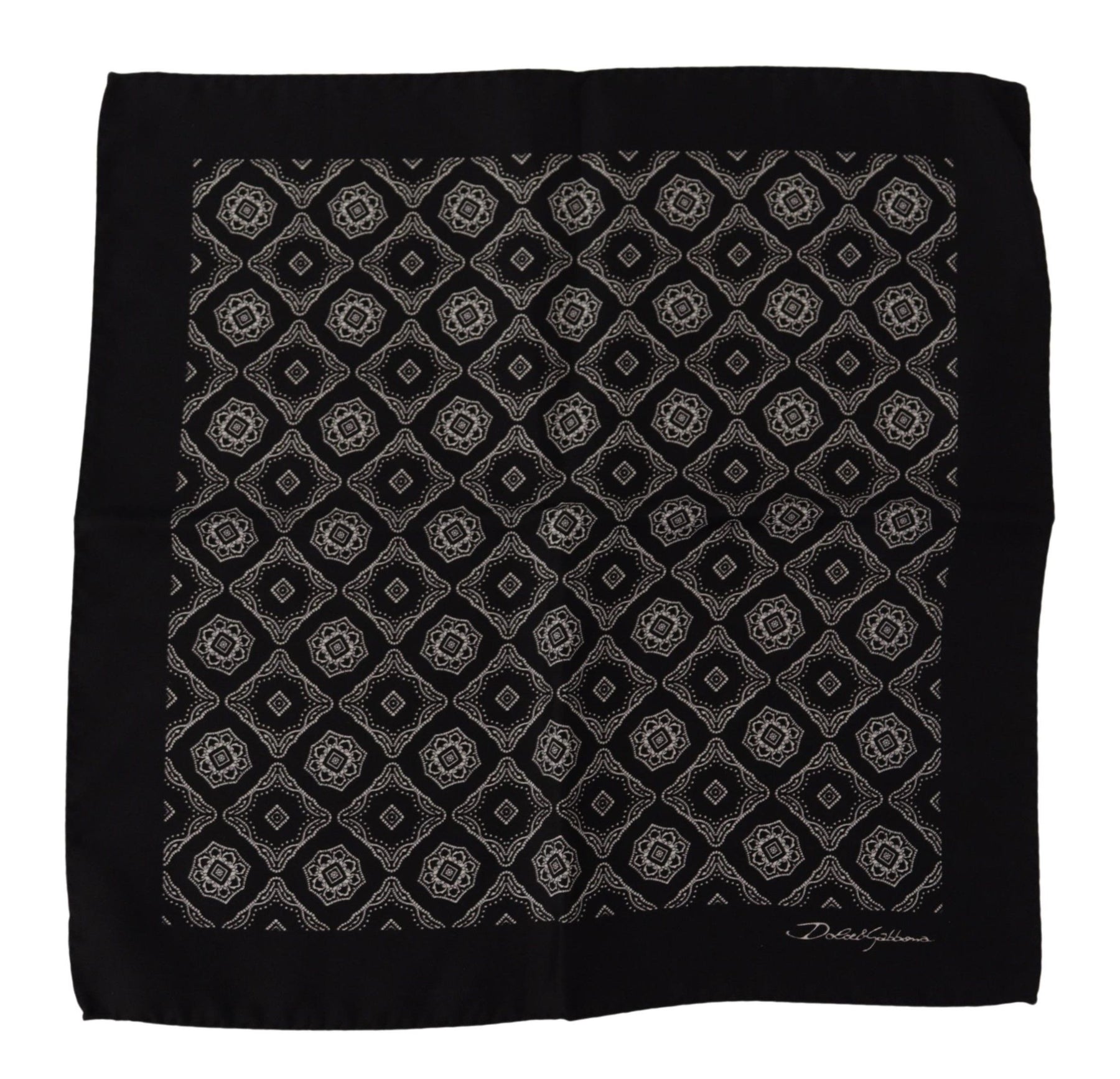 Dolce & Gabbana Black Geometric Patterned Square Handkerchief Scarf | Regal Royce