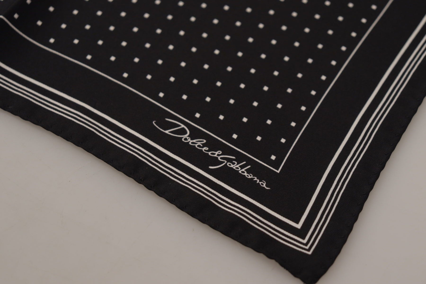 Dolce & Gabbana Black Polka Dots DG Logo Square Handkerchief | Regal Royce