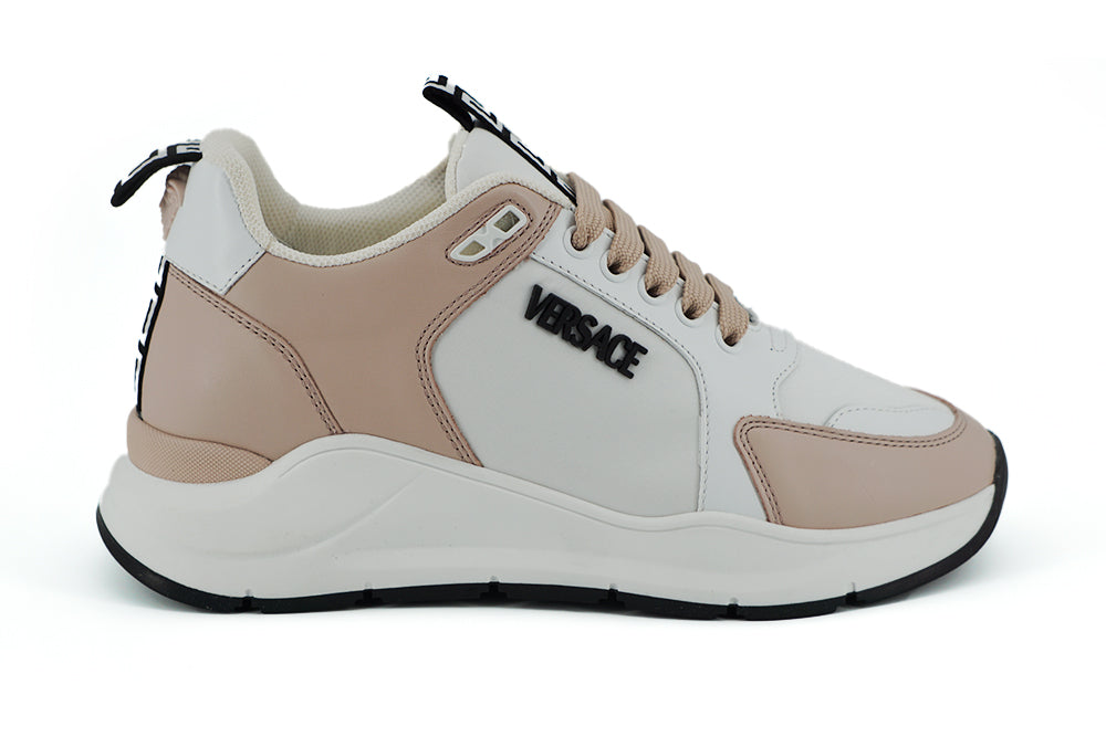 Versace Light Pink and White Calf Leather Sneakers | Regal Royce