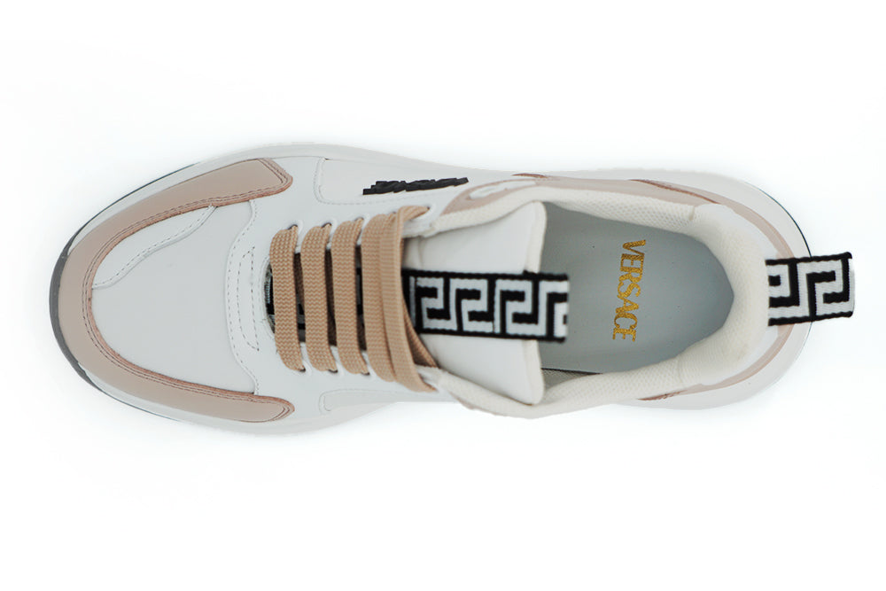Versace Light Pink and White Calf Leather Sneakers | Regal Royce