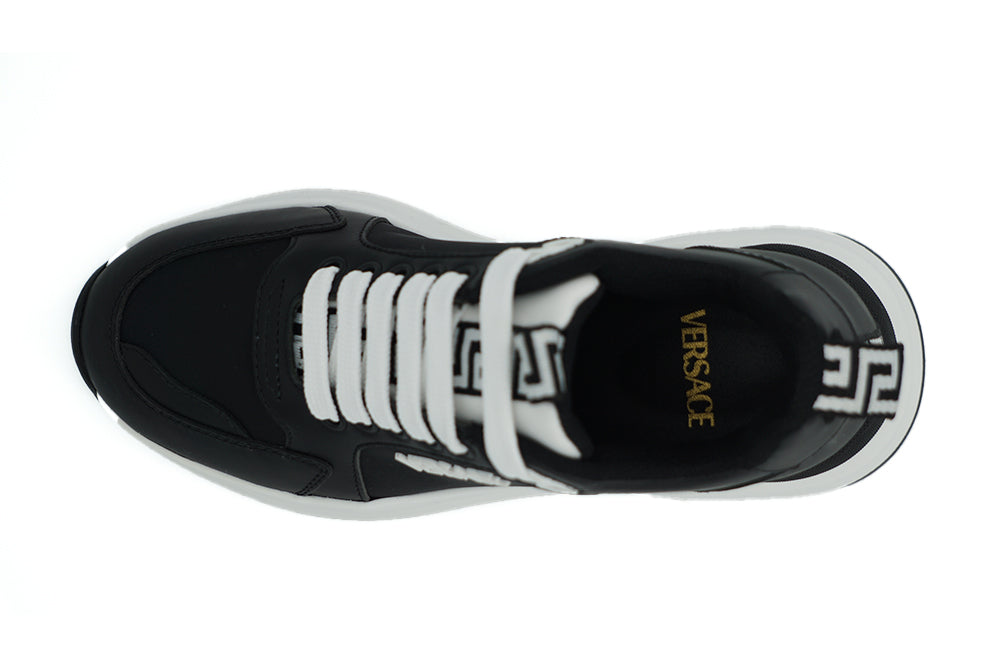 Versace Black and White Calf Leather Sneakers | Regal Royce