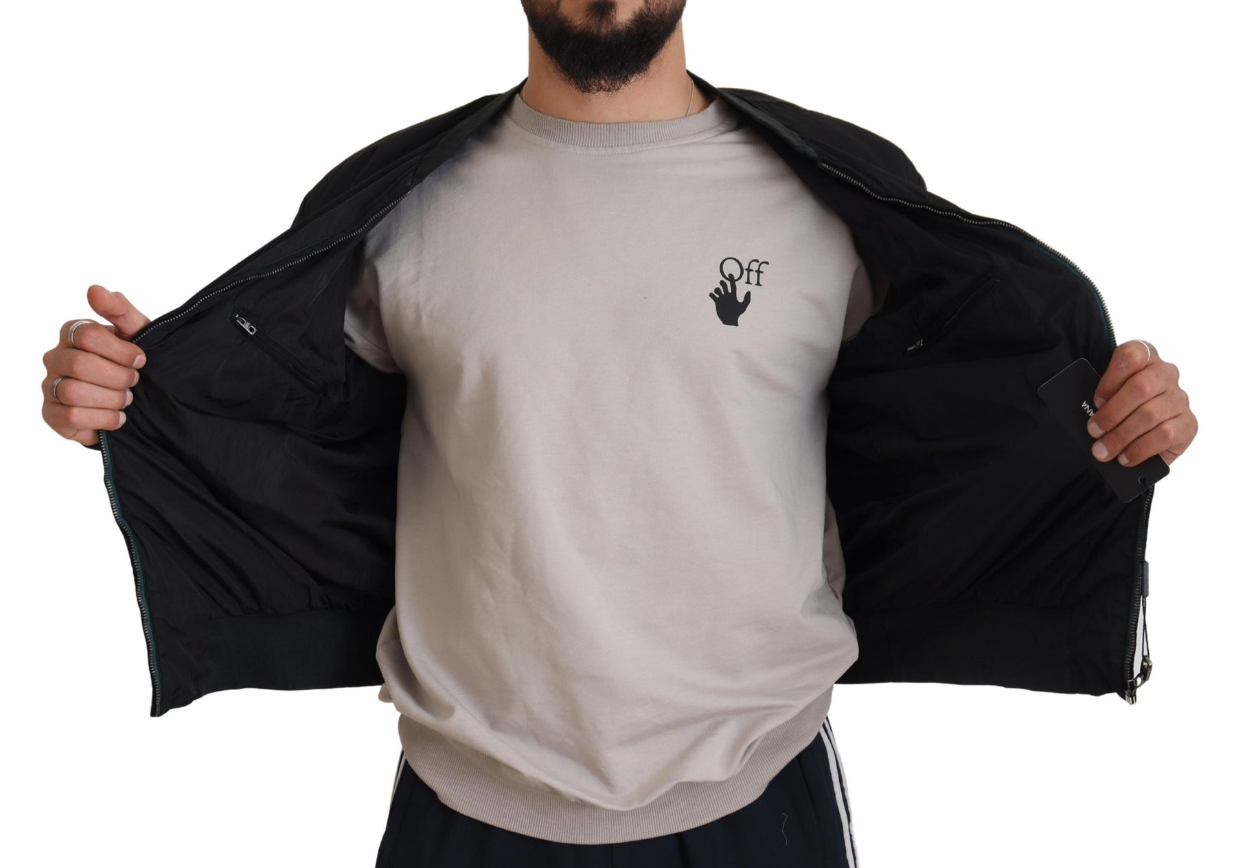 Dolce & Gabbana Black Nylon Logo Bomber Zipper Jacket | Regal Royce