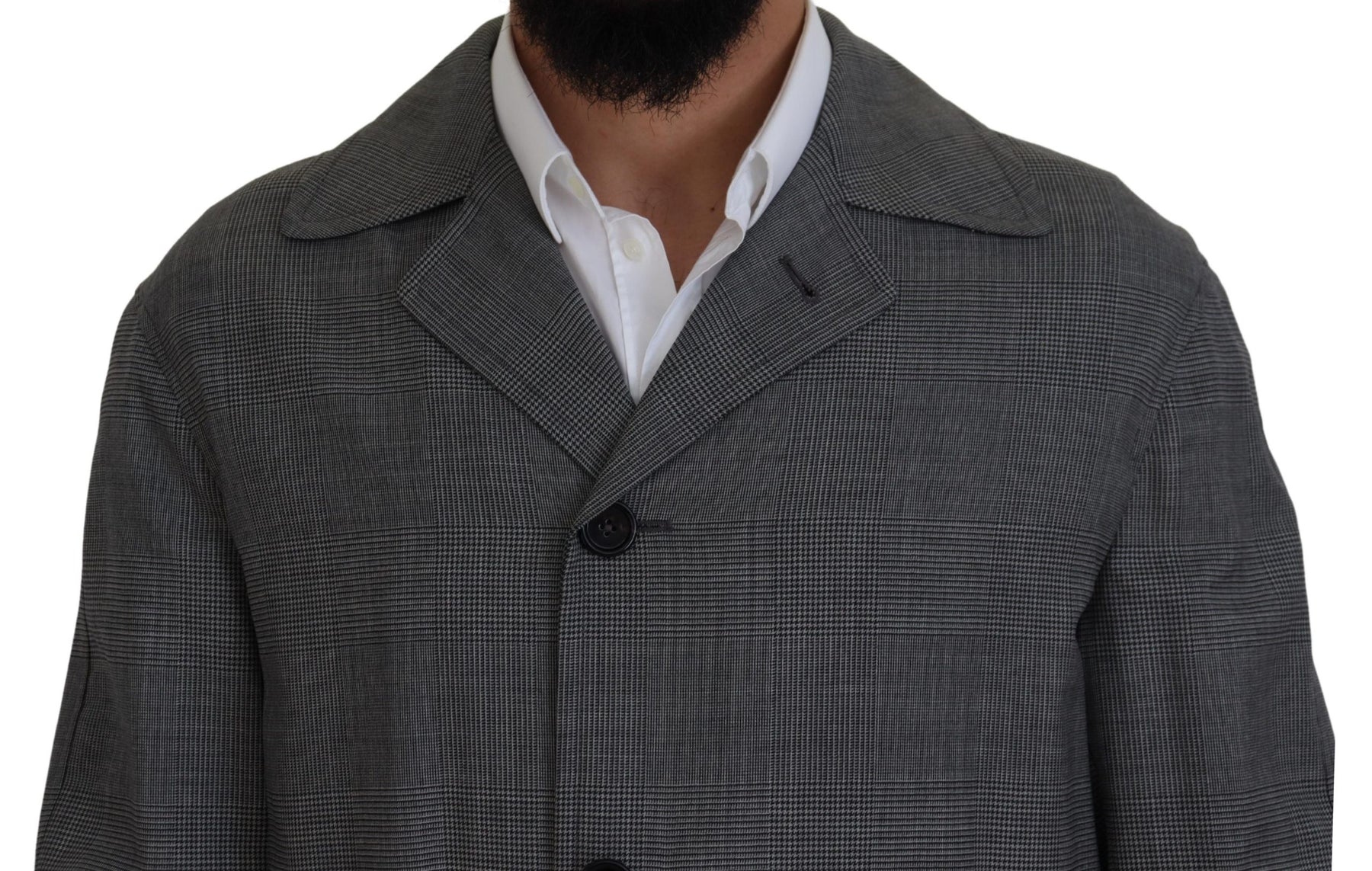 Dolce & Gabbana Gray Wool Plaid Long Trench Coat Jacket Trench Coat Jacket | Regal Royce