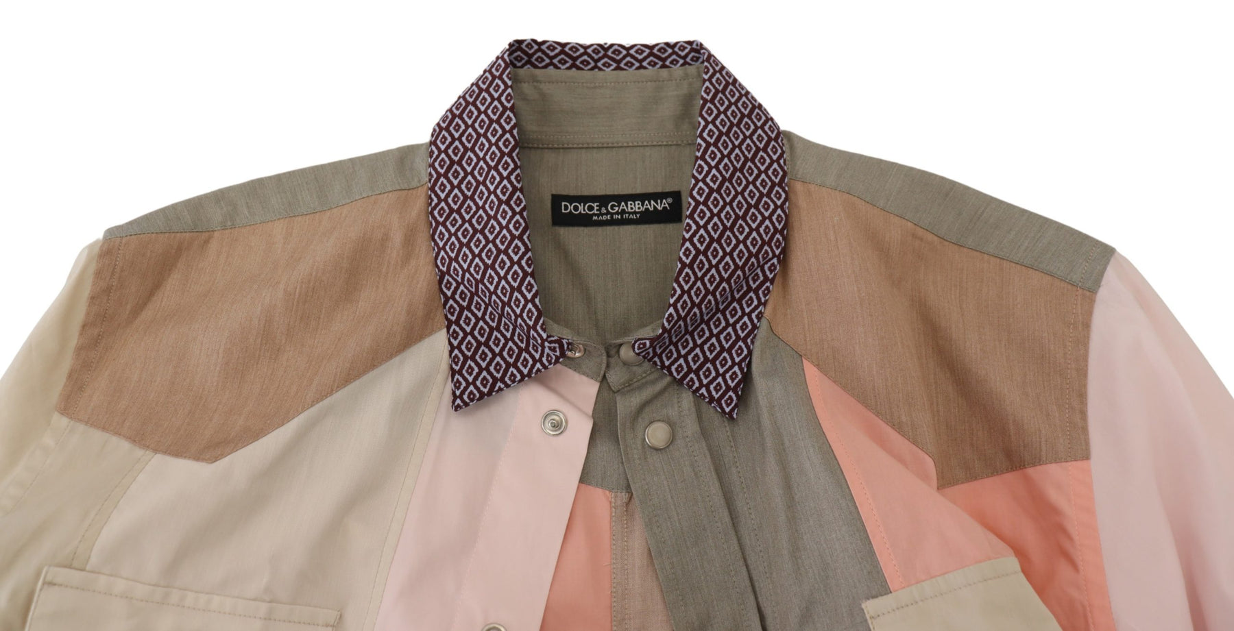 Dolce & Gabbana Multicolor Cotton Patchwork Slim Shirt | Regal Royce