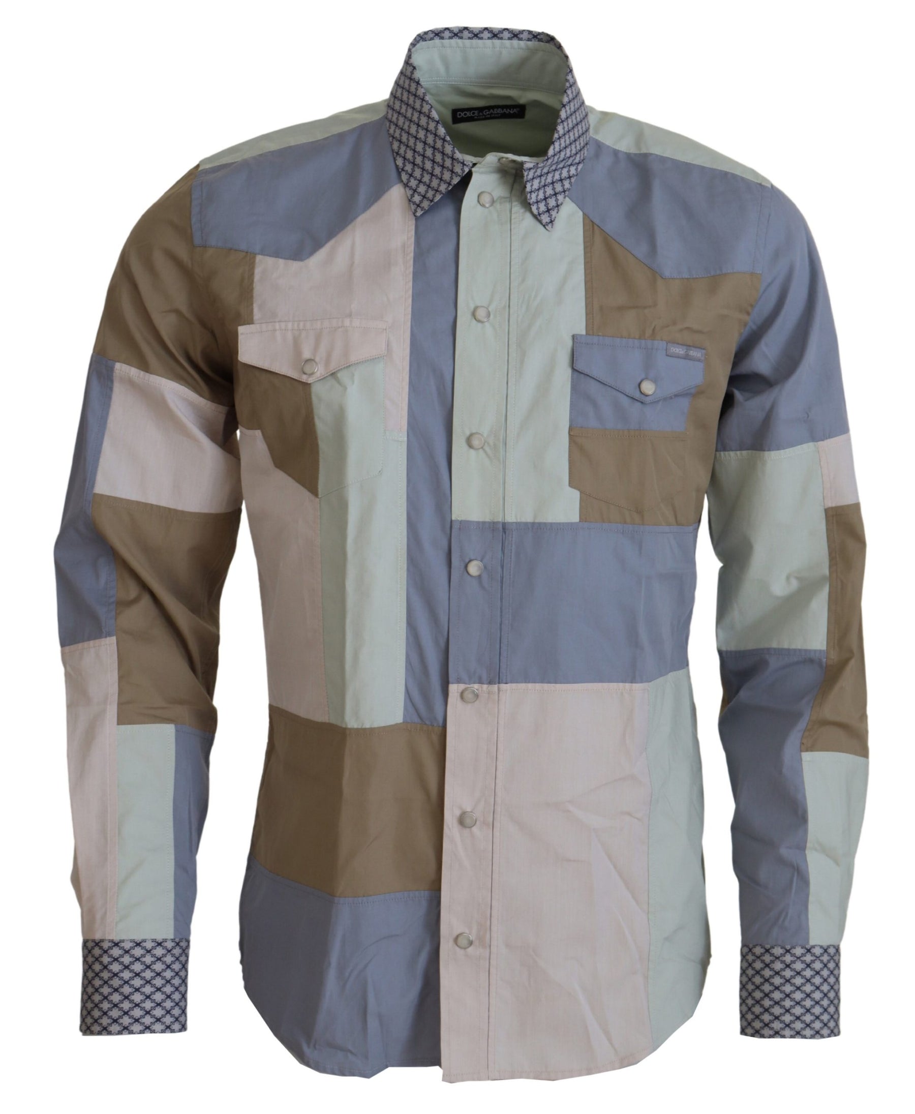 Dolce & Gabbana Multicolor Cotton Patchwork Slim Shirt | Regal Royce