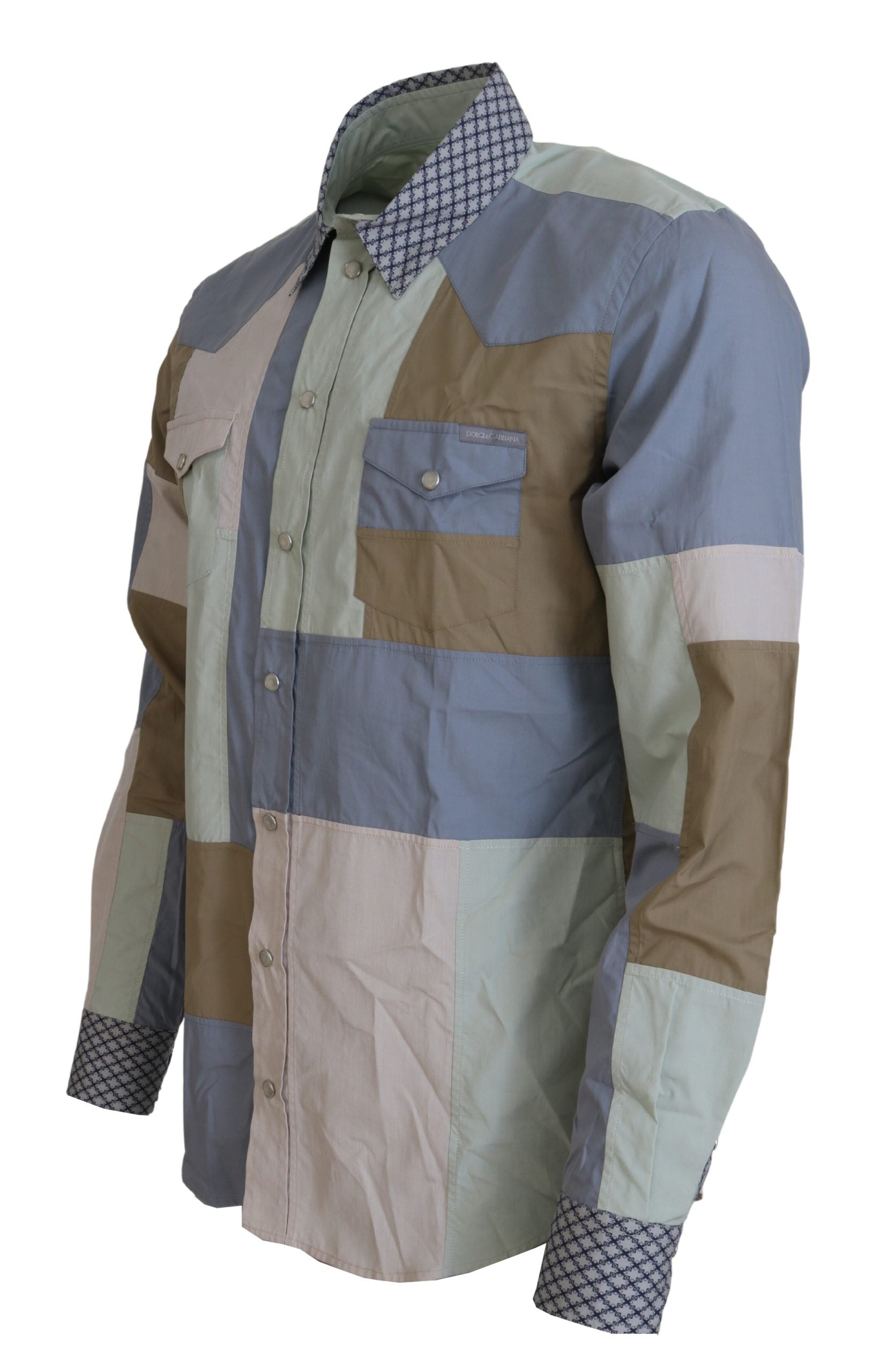 Dolce & Gabbana Multicolor Cotton Patchwork Slim Shirt | Regal Royce