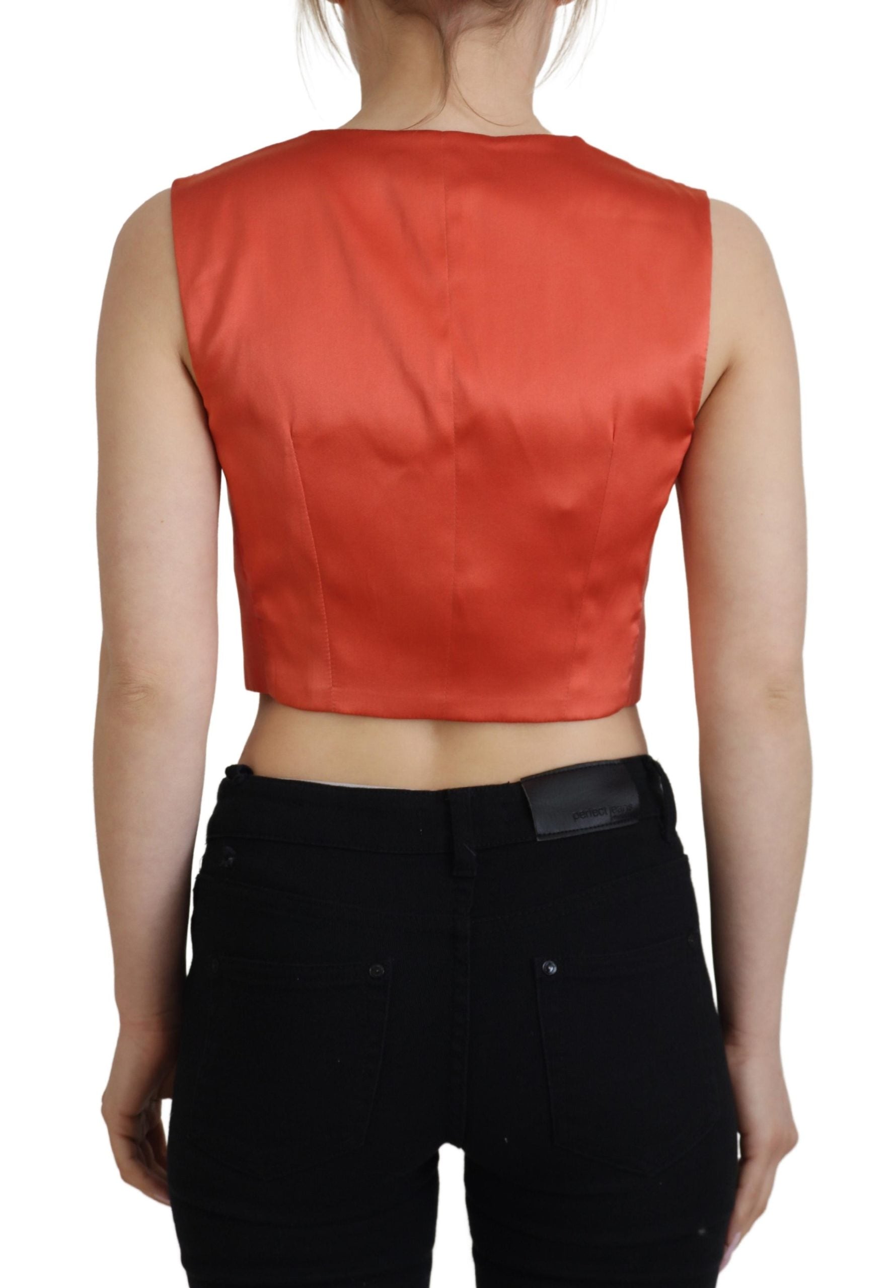 Dolce & Gabbana Orange Sleeveless Waistcoat Cropped Vest Top | Regal Royce