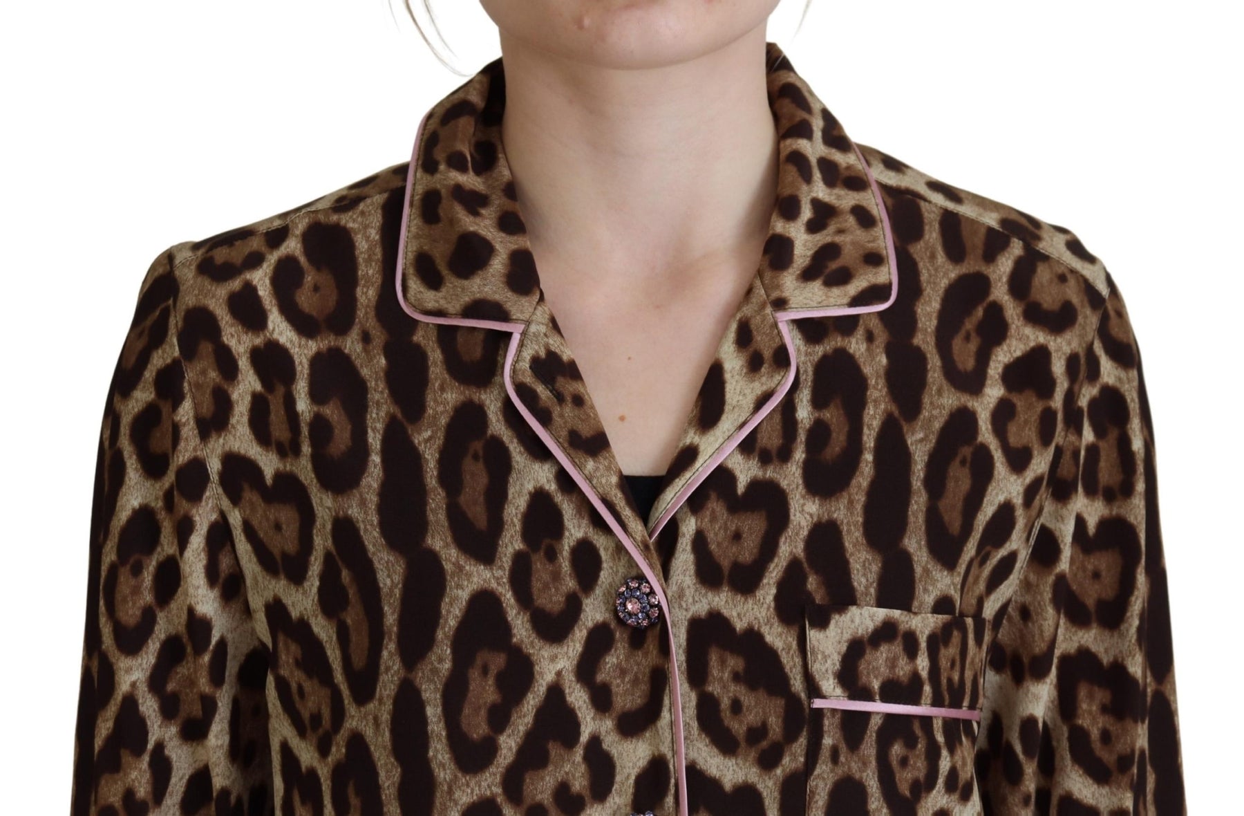 Dolce & Gabbana Brown Leopard Print Long Sleeves Blouse Top | Regal Royce