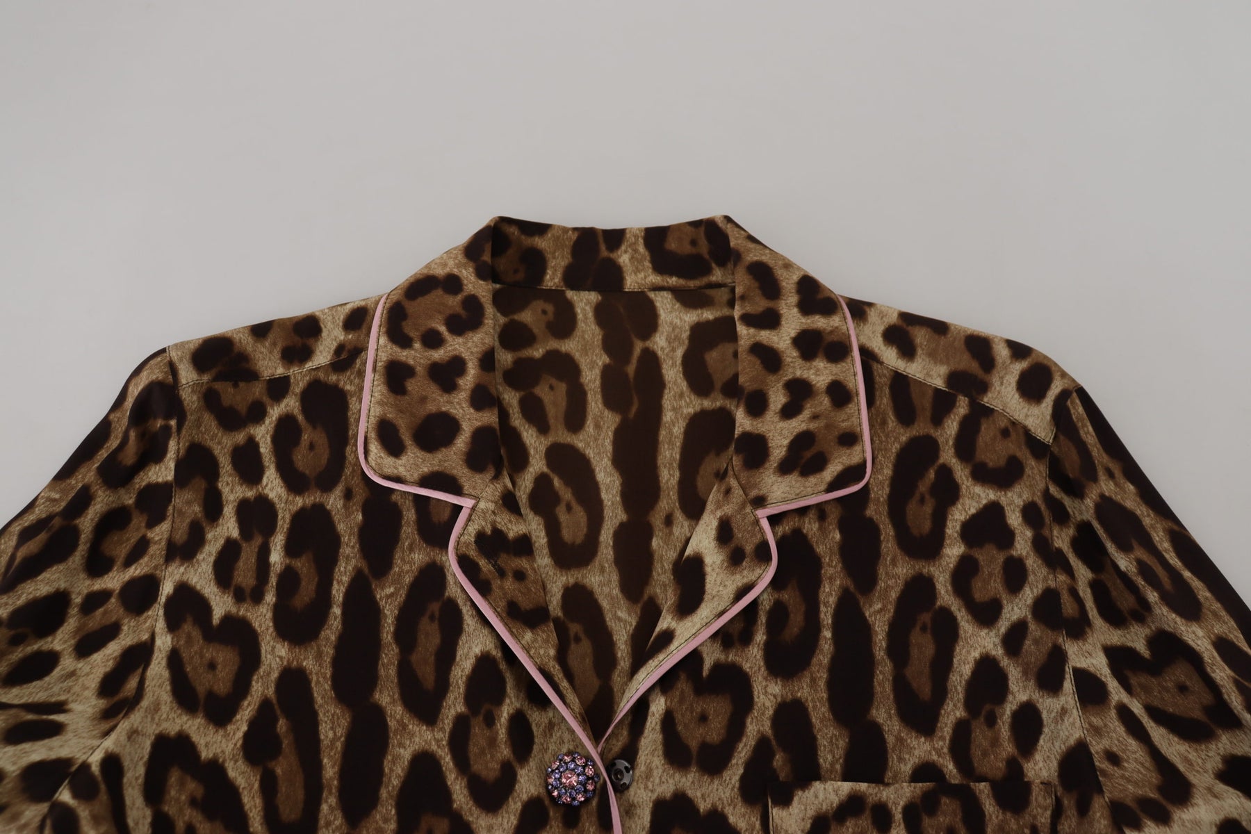 Dolce & Gabbana Brown Leopard Print Long Sleeves Blouse Top | Regal Royce